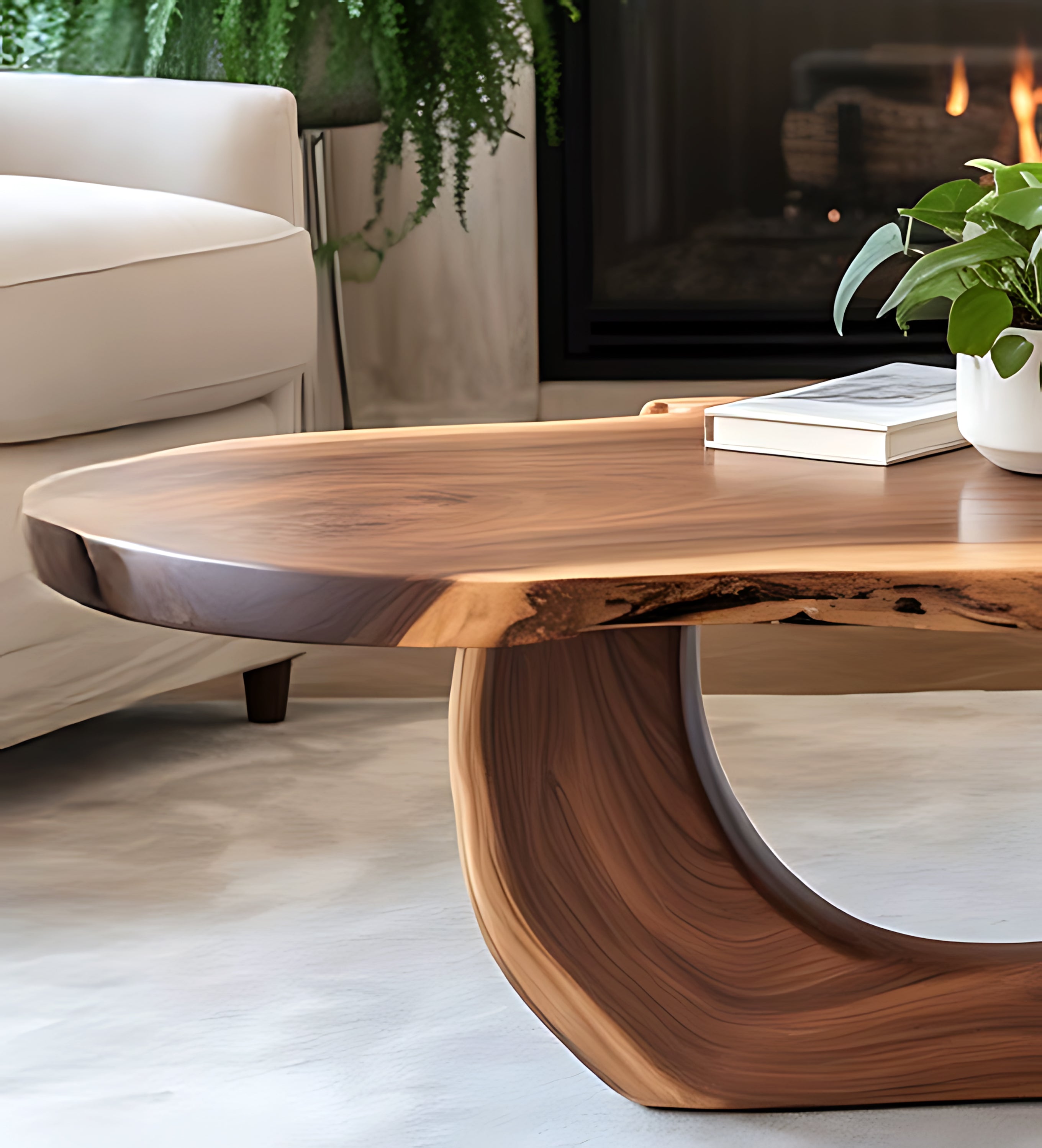 Rustikaler Couchtisch aus Massivholz – Baumkante, Landhausstil, Upcycling-Holz