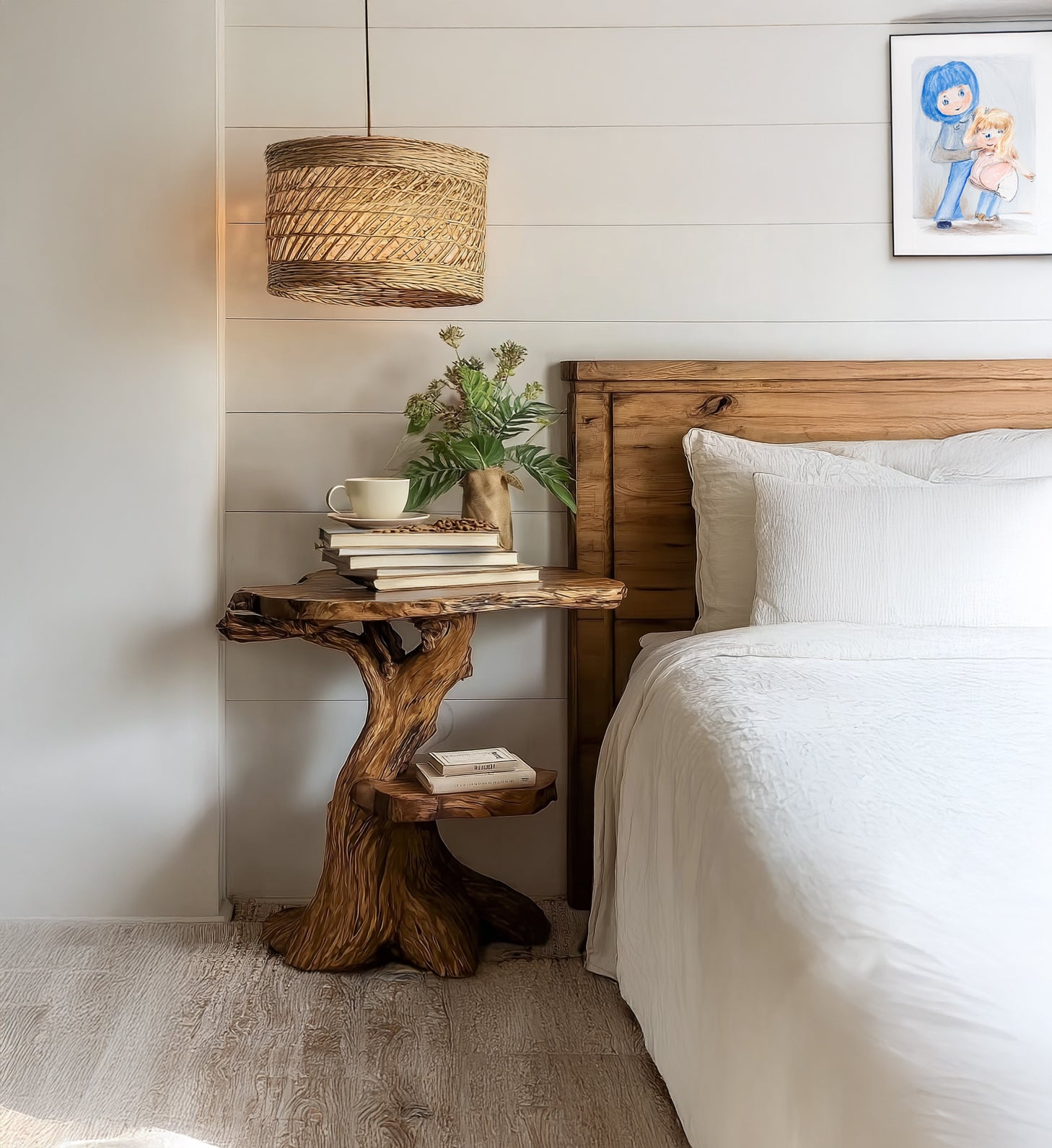 Rustikaler Massivholztisch – Handgefertigter Live-Edge Beistelltisch