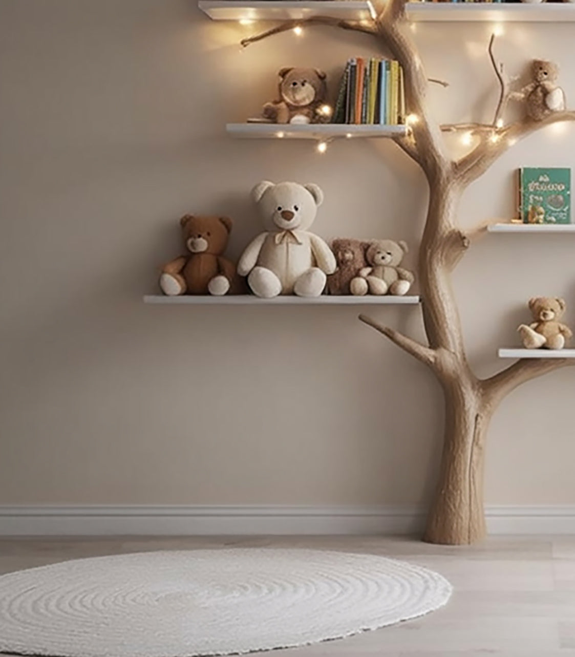 Baum Kinder Bücherregal – Handgefertigtes Regal aus Naturholz für das Kinderzimmer