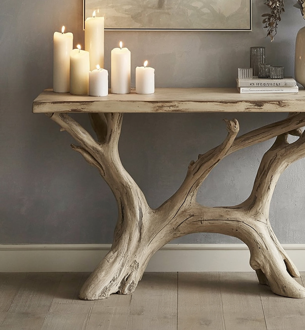 Stilvolle Mid-Century Modern Konsole – Massivholz Wohnzimmertisch