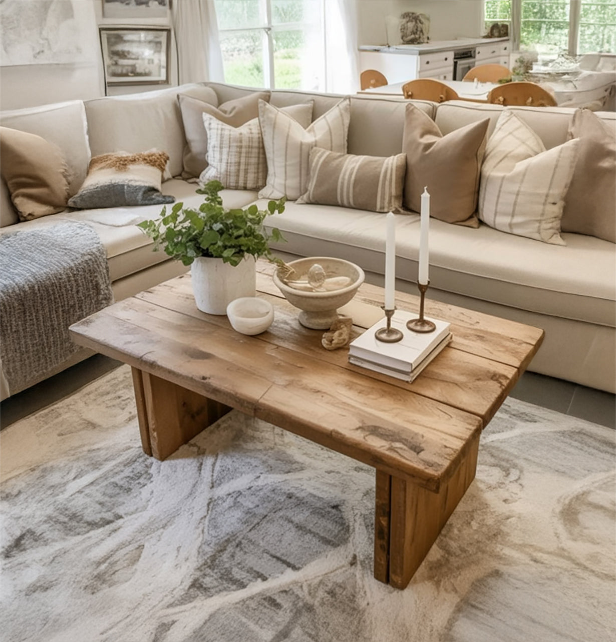 Handgefertigter organischer Holz-Couchtisch – rustikal & minimalistisch