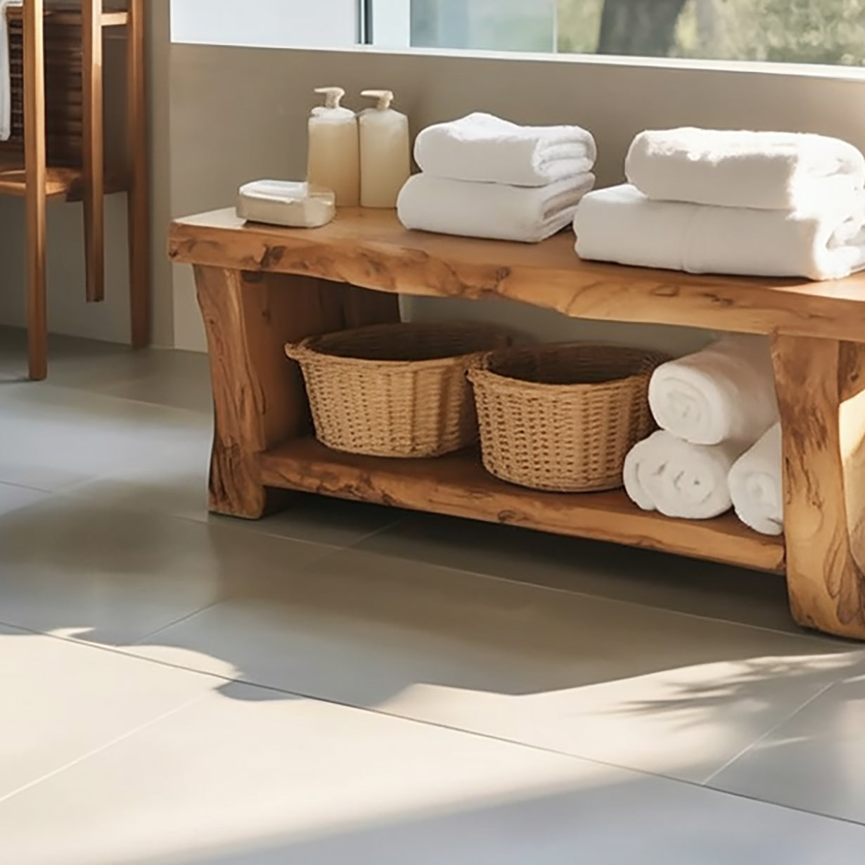 Handgefertigte Massivholz-Bank – Mit Stauraum & Organischem Design