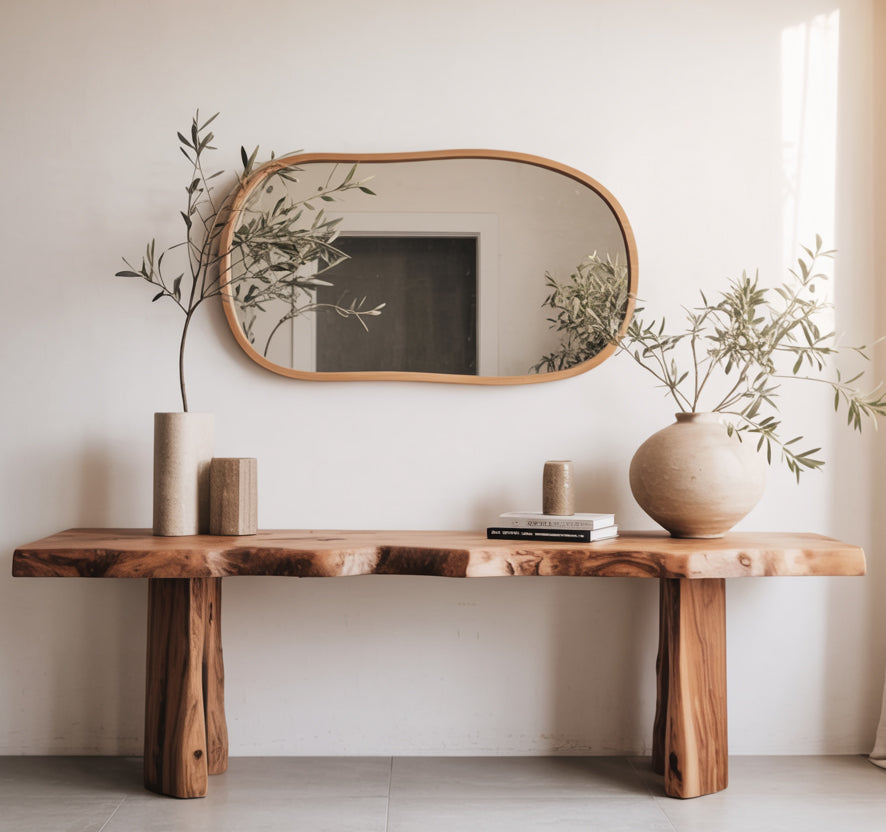 Rustikaler Massivholz-Konsolentisch – Handgefertigt für Flur oder Festdekoration