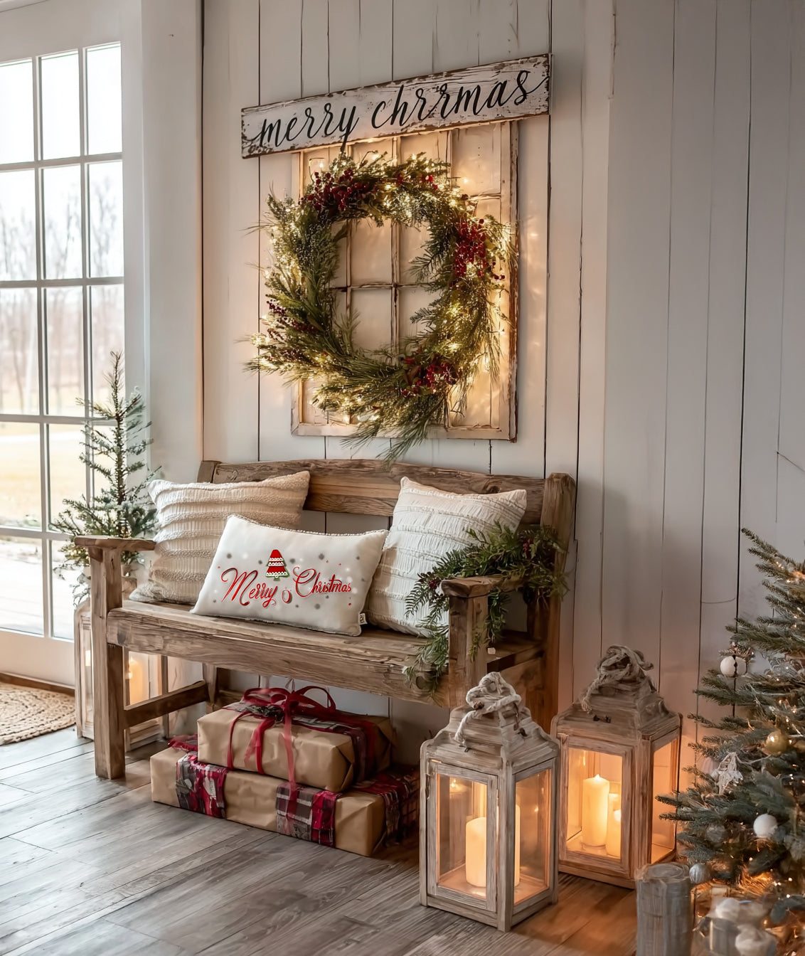 Rustikale Holzbank – handgefertigt aus Massivholz für Eingangsbereich oder Terrasse