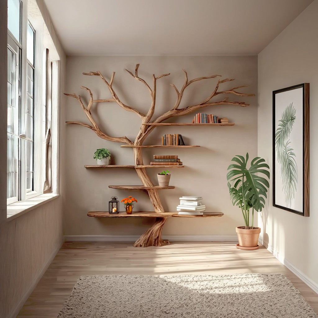 Massives Treibholz-Wandregal – Rustikales Schweberegal aus Baumästen