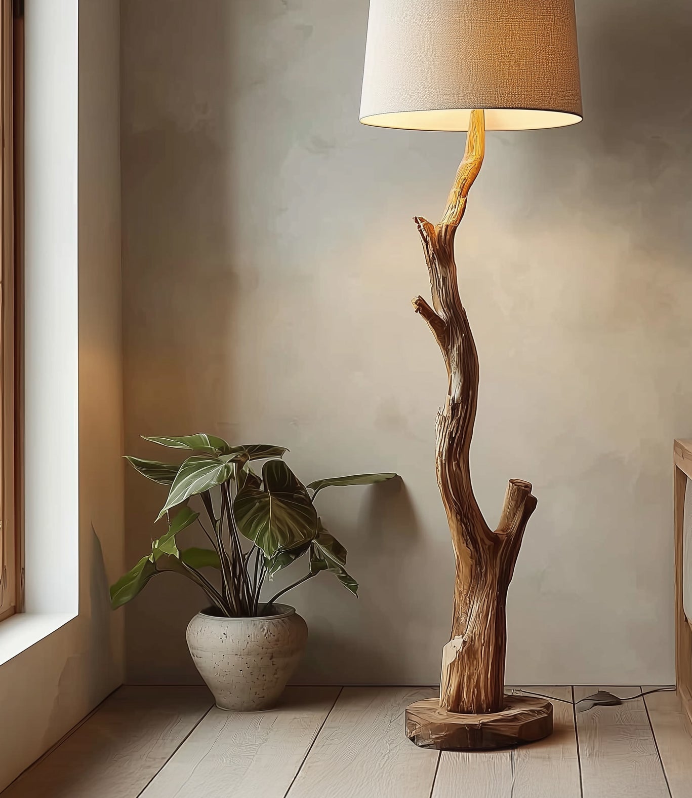 Baumast-Stehlampe – Rustikales Treibholz für Wohnzimmer & Schlafzimmer