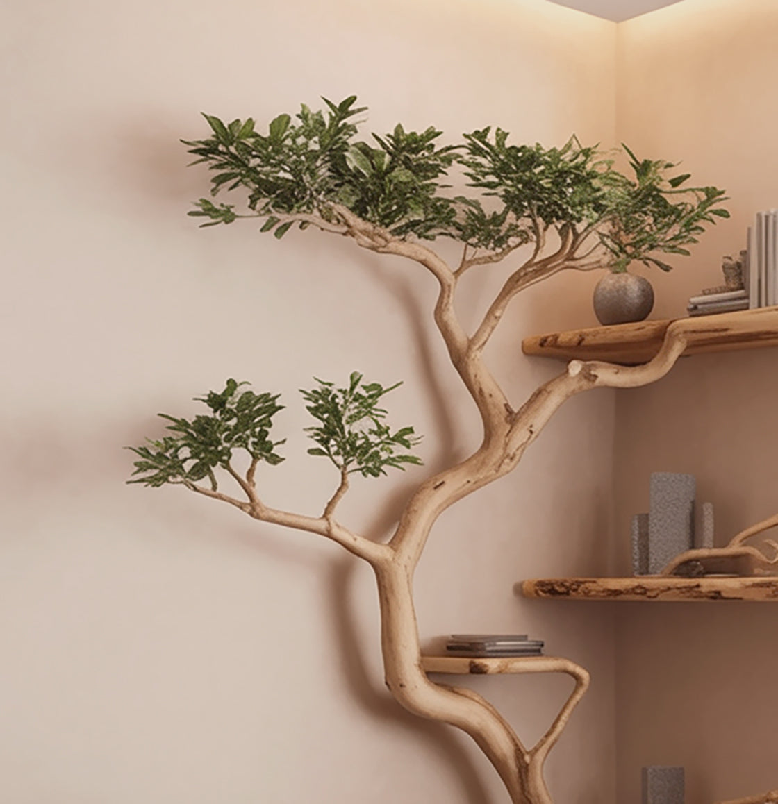 Handgefertigtes Baum-Bücherregal – rustikales Holzregal für Zuhause und Geschenke