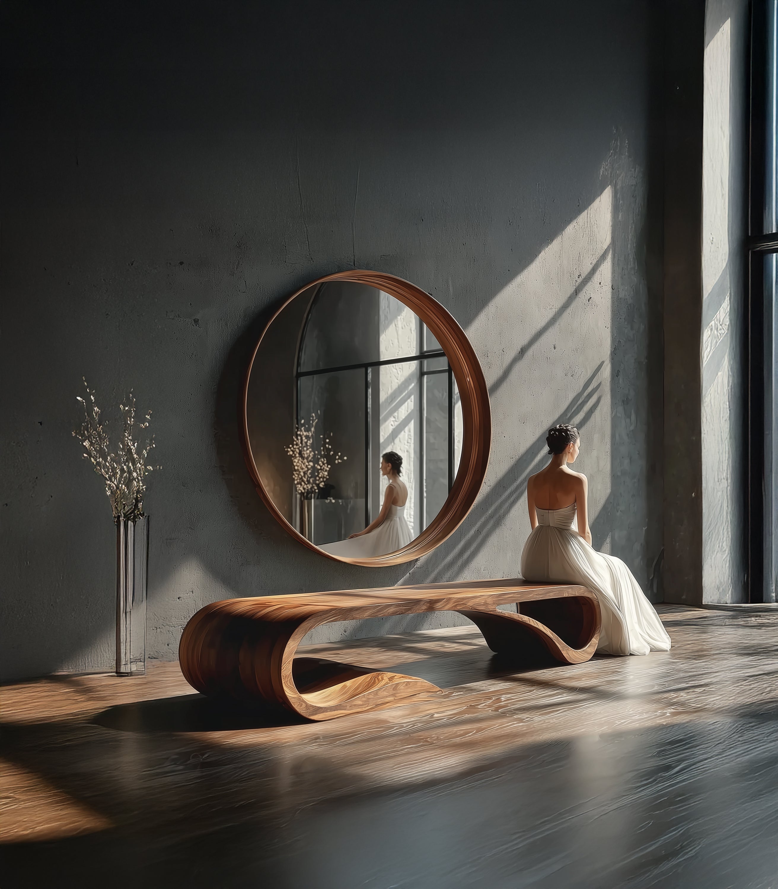 Minimalistische Holzbank – Mid-Century-Modern-Stil für Flur oder Wohnzimmer