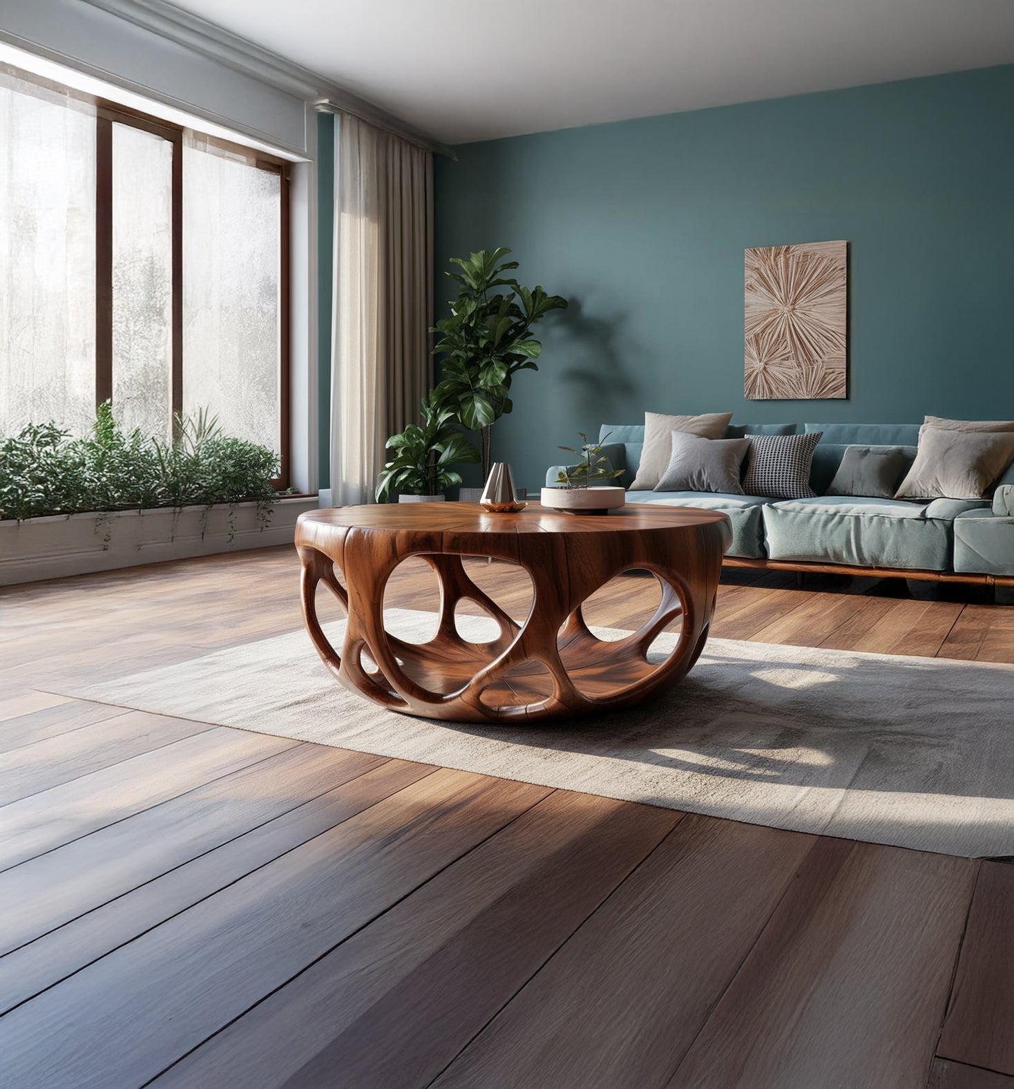 Couchtisch mit Naturkante – handgefertigter Massivholz-Bauernhaustisch