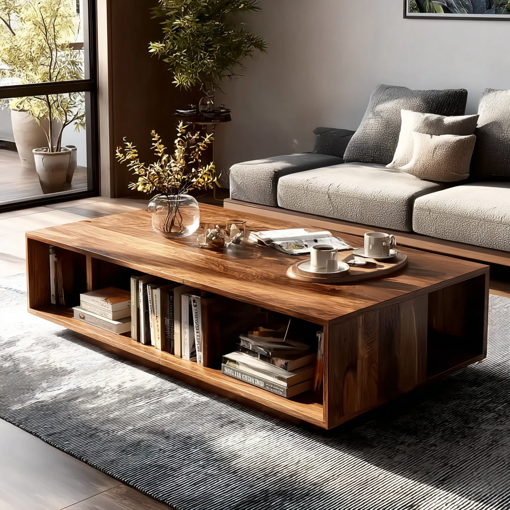 Handgefertigter Boho-Couchtisch – Massivholz mit modernem Design