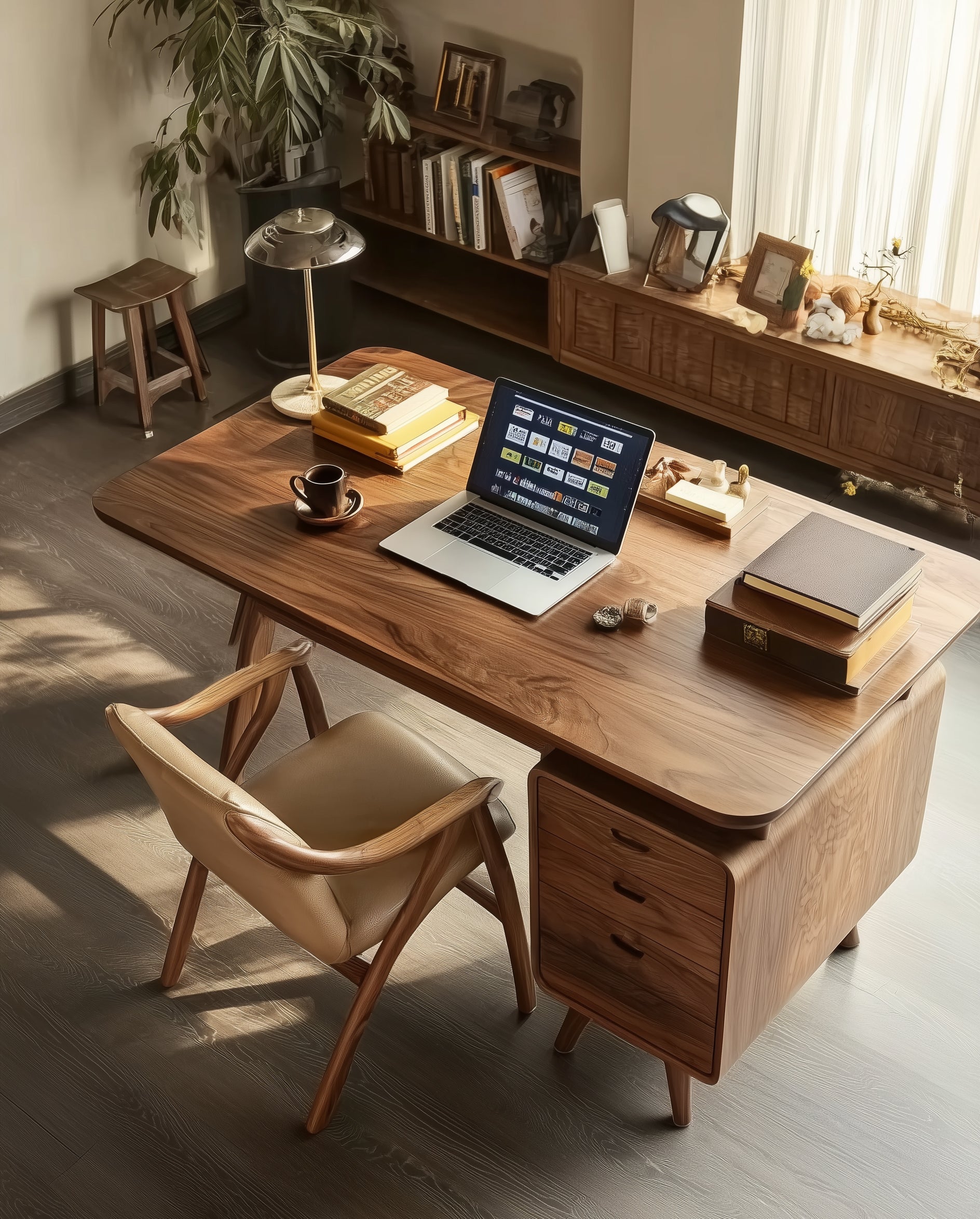Moderner Massivholz-Computertisch – Minimalistisch mit Spalt-Design
