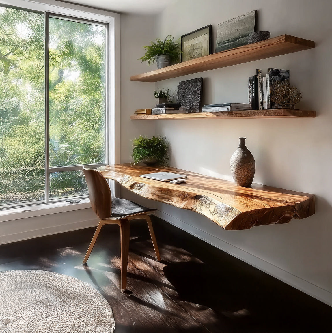 Rustikales Floating Shelf – wandmontierter Schreibtisch fürs Arbeitszimmer