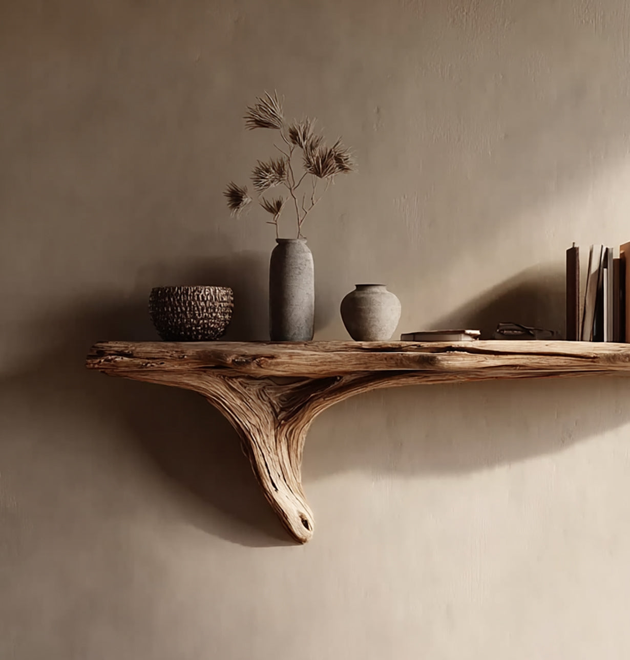 Handgefertigtes Floating Regal – Massivholz mit Naturkante