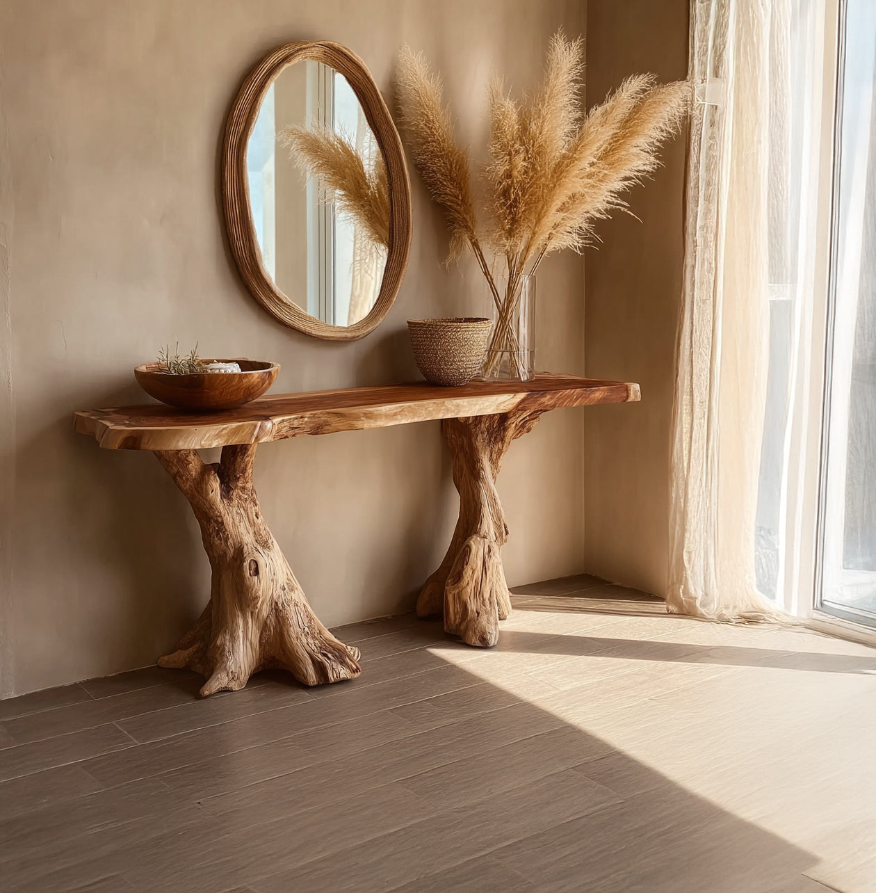 Massivholz Konsole im Mid-Century Modern Stil – Elegantes Möbelstück für Wohnzimmer