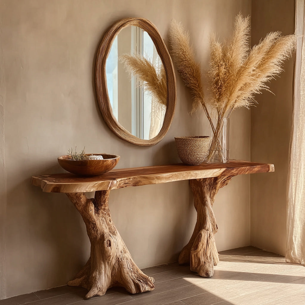 Massivholz Konsole im Mid-Century Modern Stil – Elegantes Möbelstück für Wohnzimmer