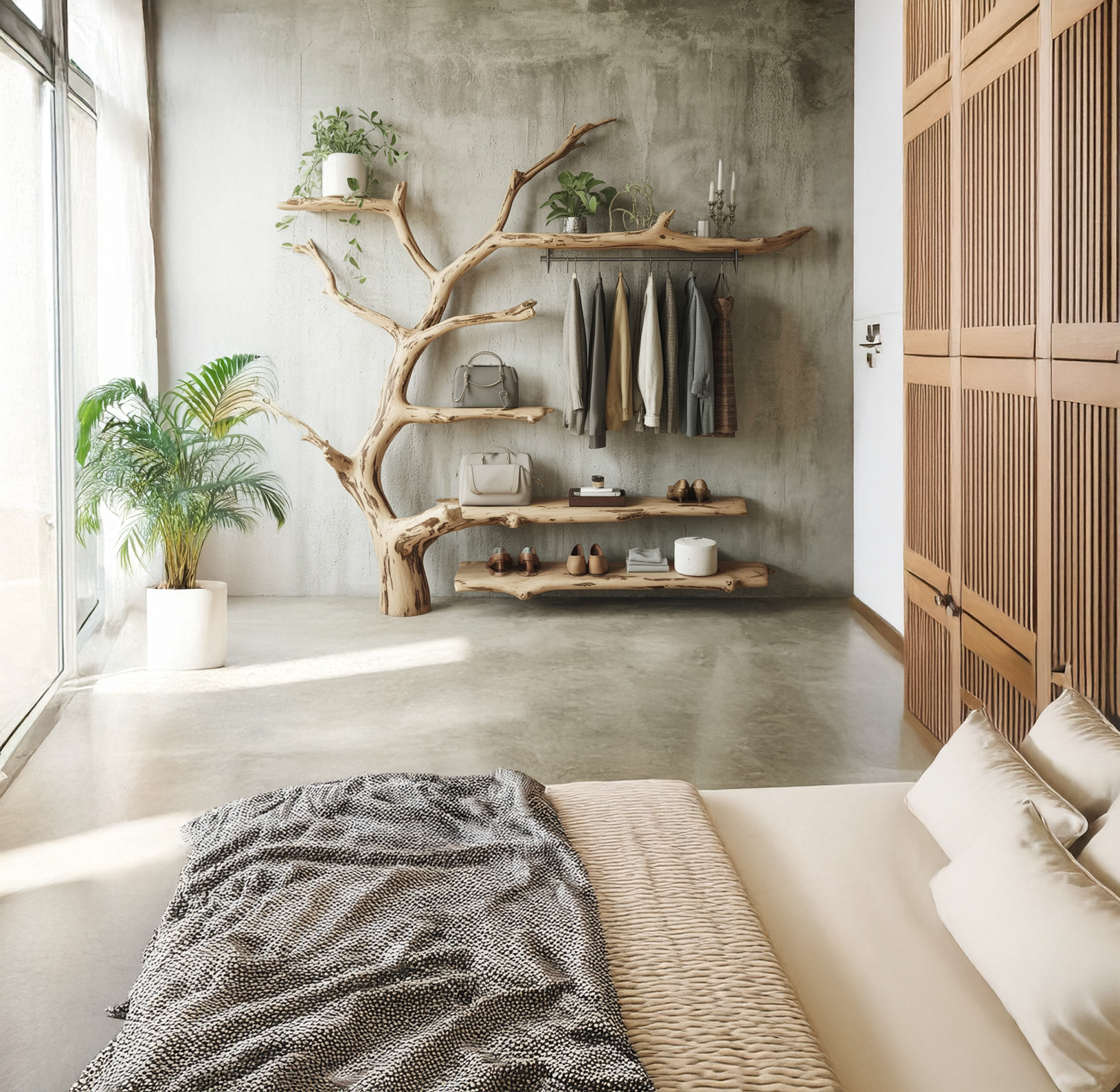 Holz-Garderobe mit Ablage & Haken – Wanddeko für Eingangsbereich