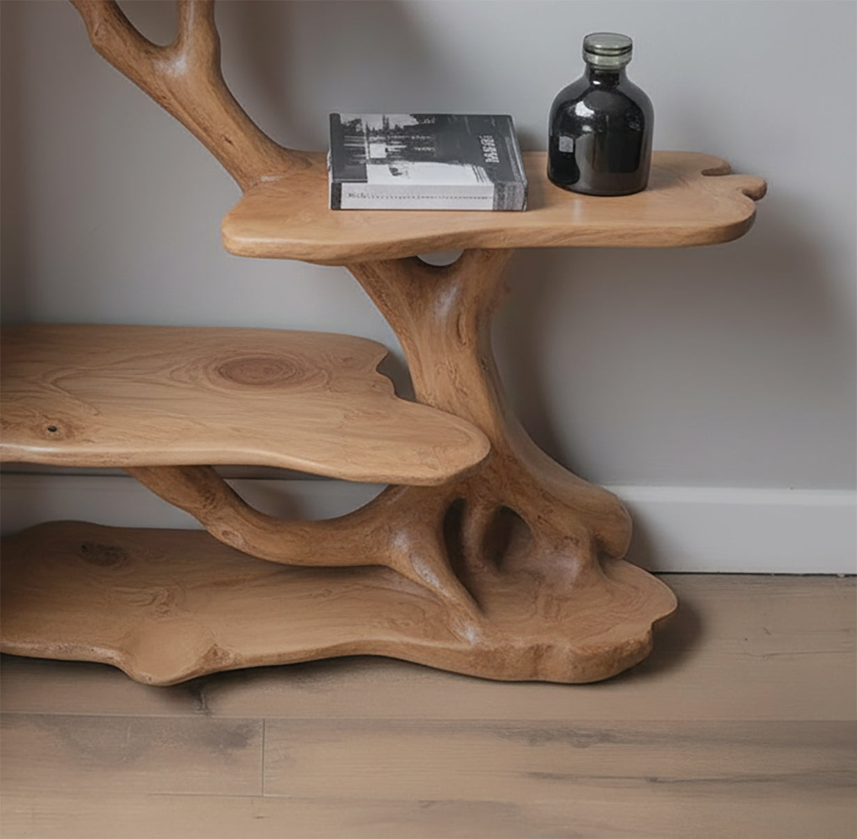 Treibholz Nachttisch Baumast – Rustikales Nachttisch Bücherregal Regal