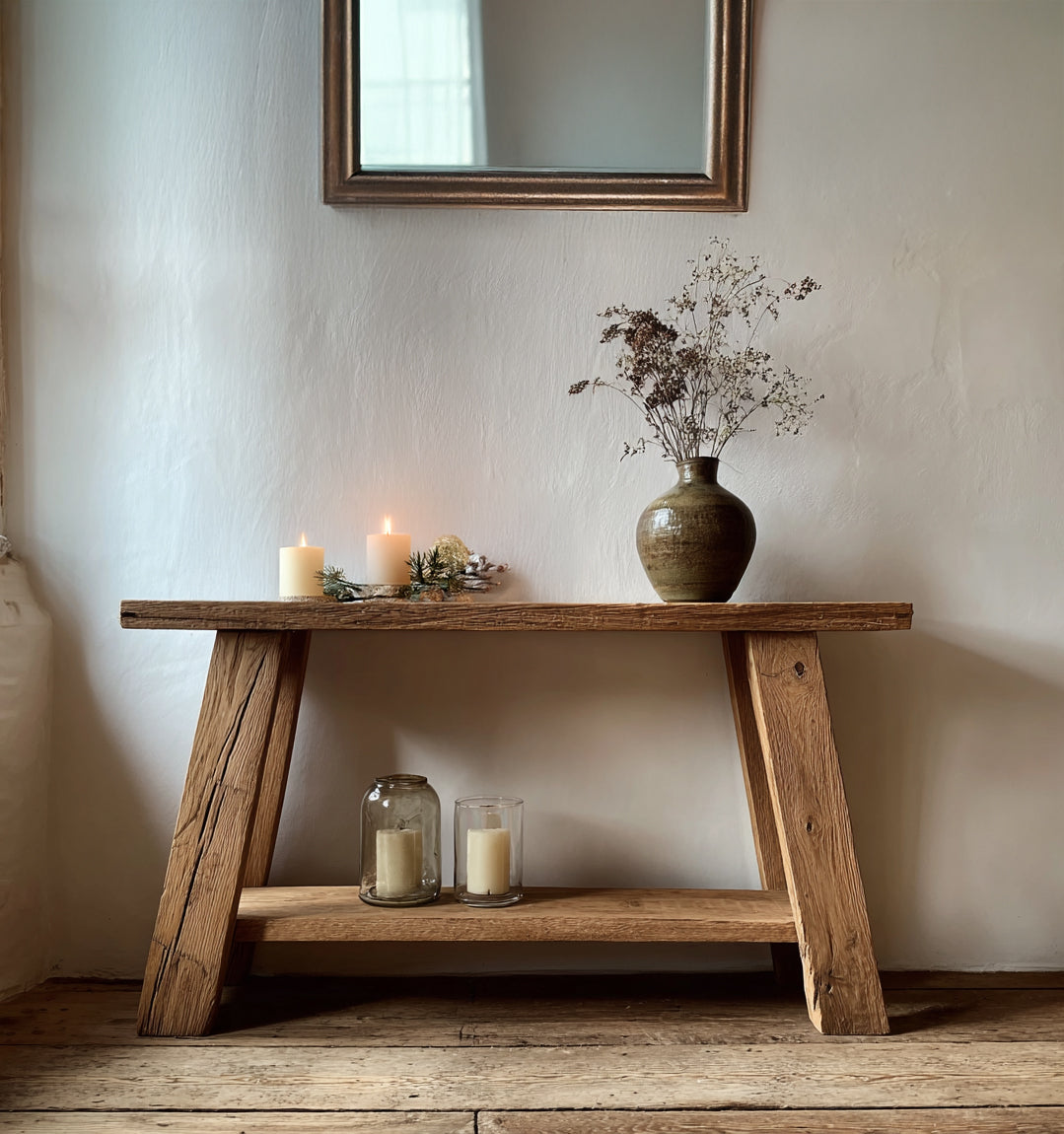 Rustikaler Eichen-Konsolentisch – Moderner Flurtisch im Landhausstil