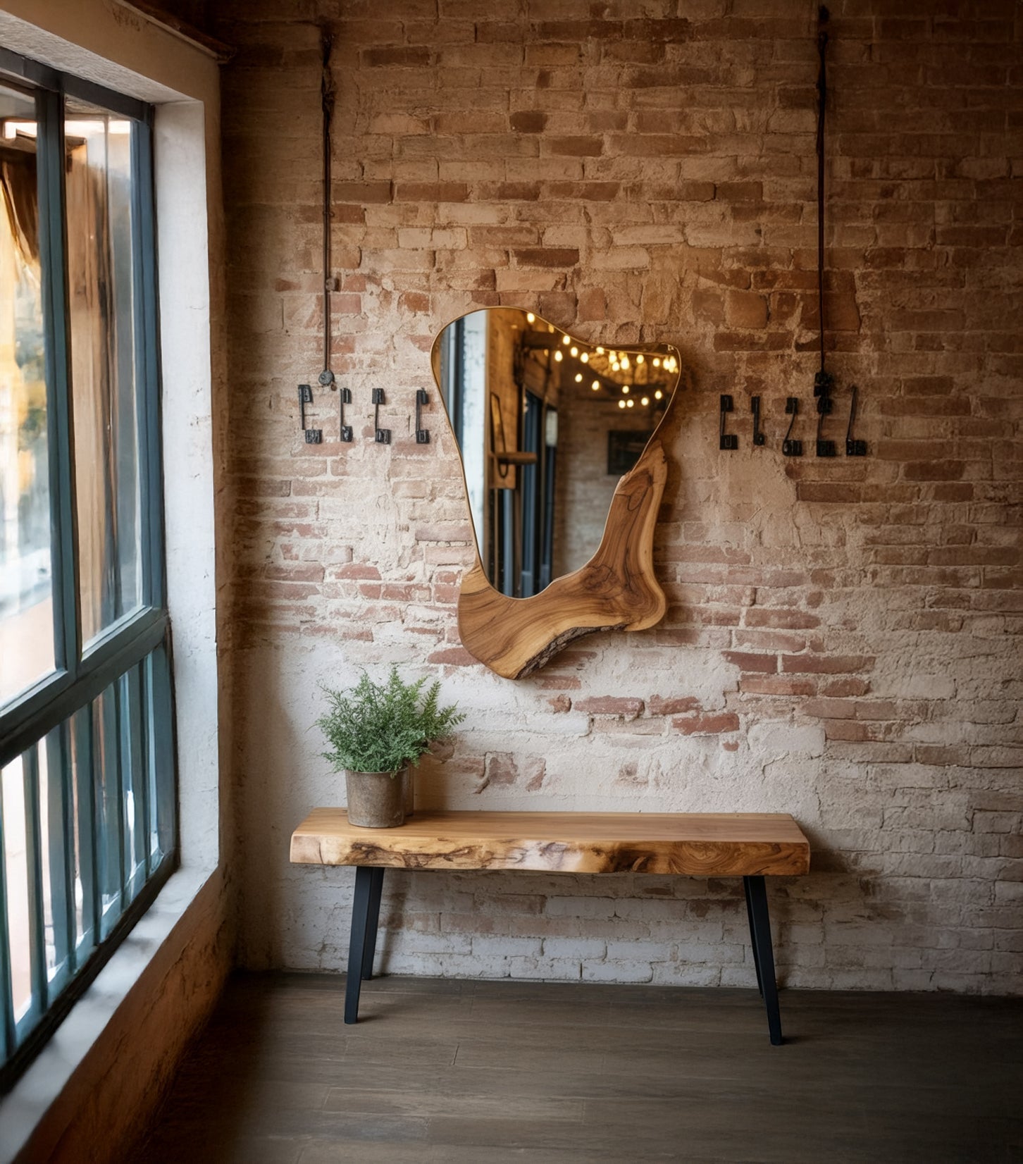 Moderner Wandspiegel mit natürlicher Baumkante – handgefertigt aus Holz