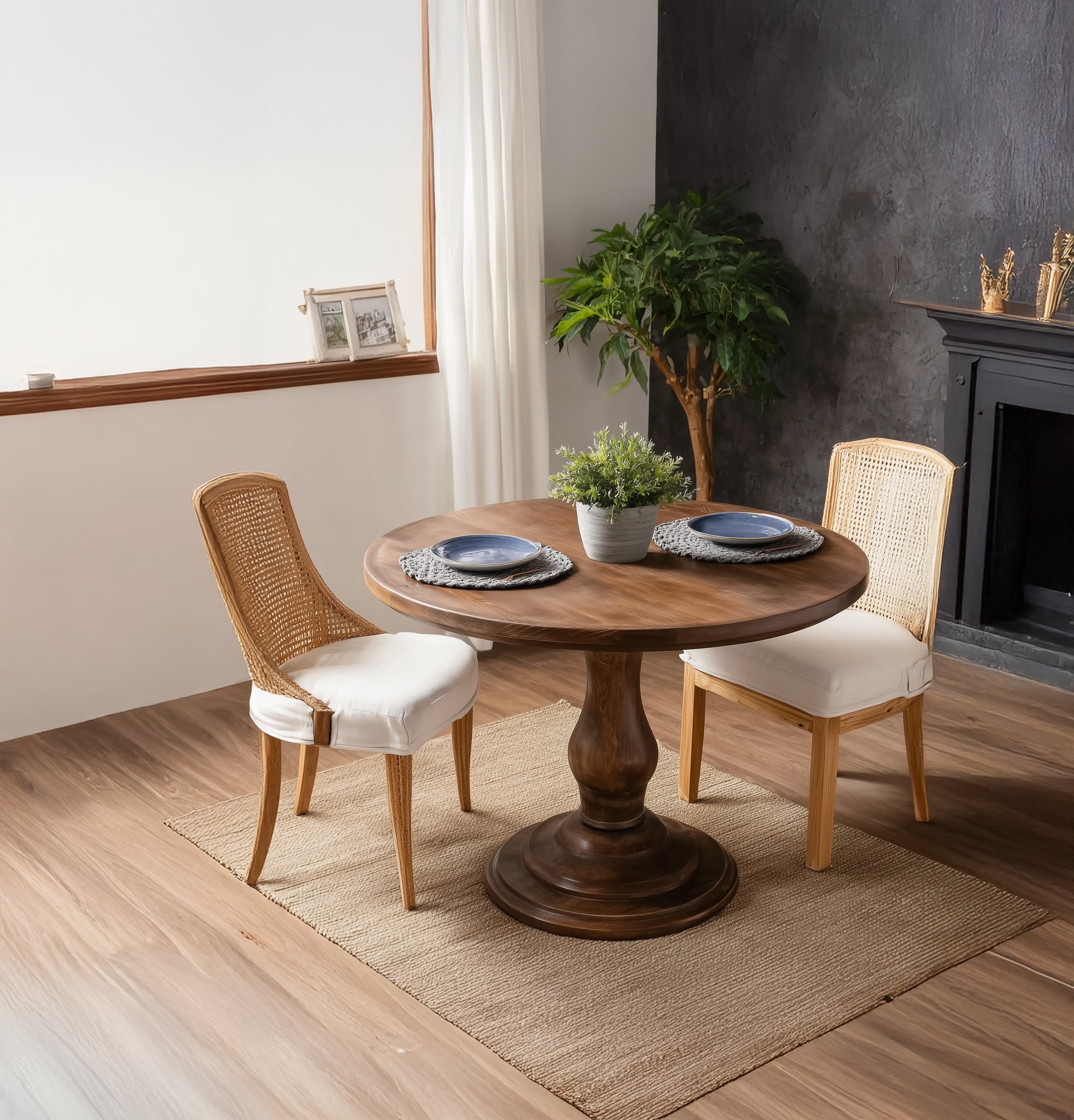 Runder Eichen-Esstisch – Tulpenfuß, 2–6 Personen, Esszimmer & Küche