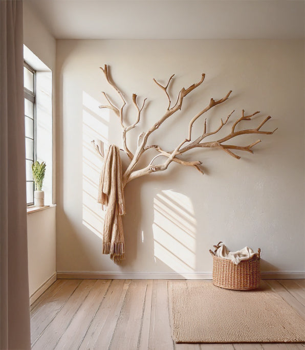 Driftwood Wandgarderobe – handgefertigtes Holzregal mit einzigartigen Haken