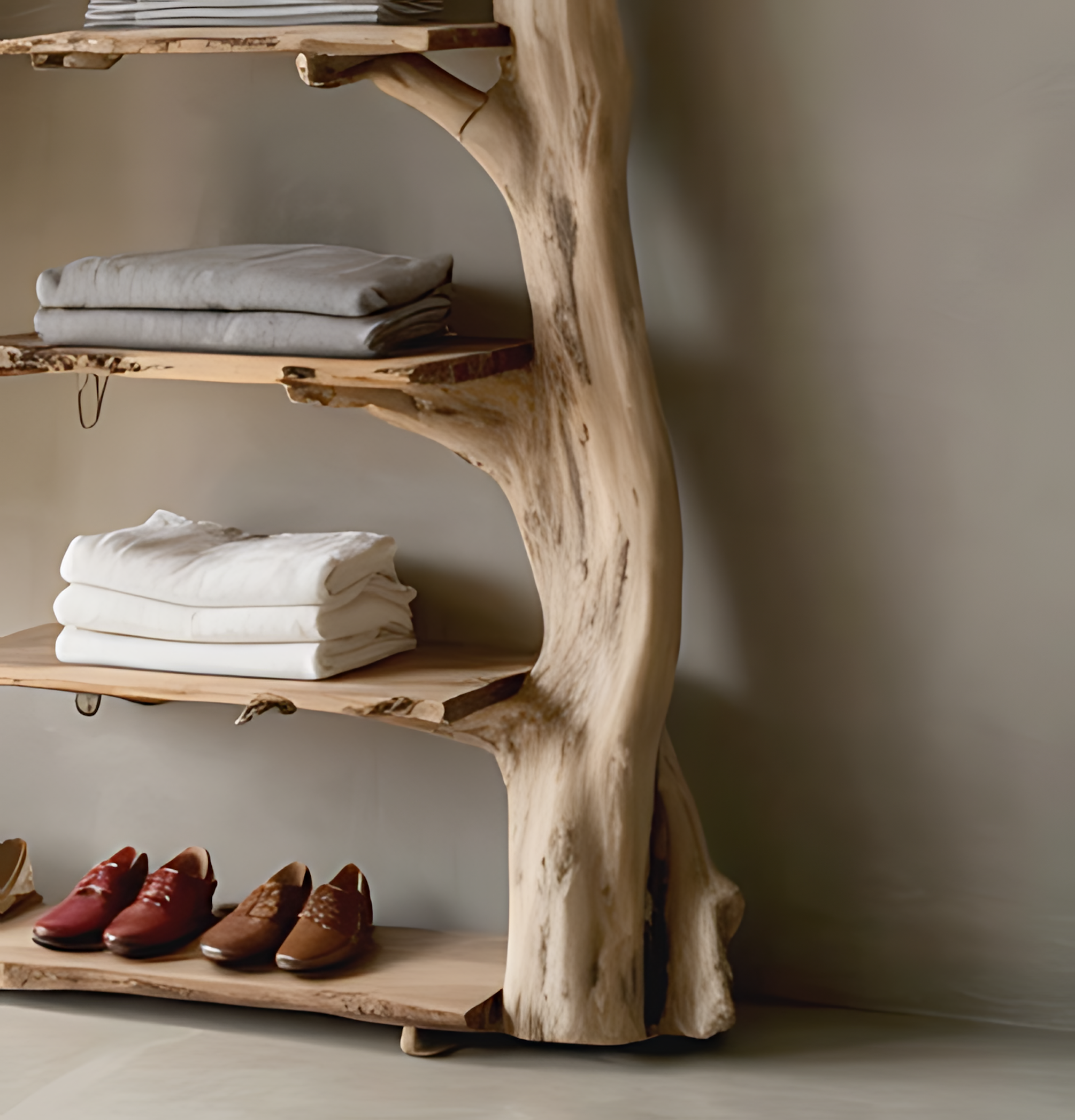 Massiver Holz-Garderobenständer mit Ablage – personalisierte Wandhaken