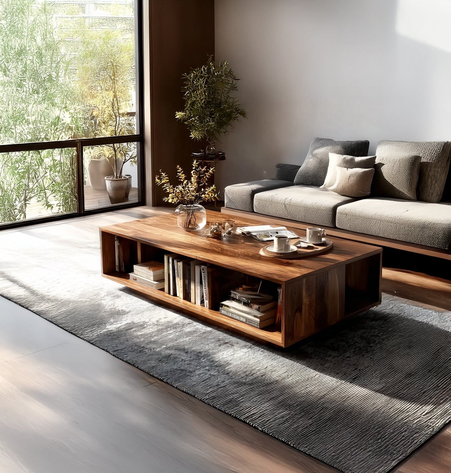 Handgefertigter Boho-Couchtisch – Massivholz mit modernem Design