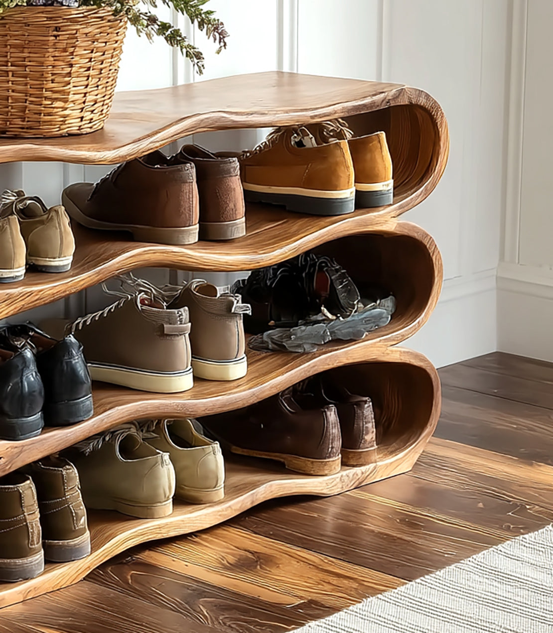 Rustikale Flurbank – praktisches, platzsparendes Möbelstück für Schuhe und Taschen
