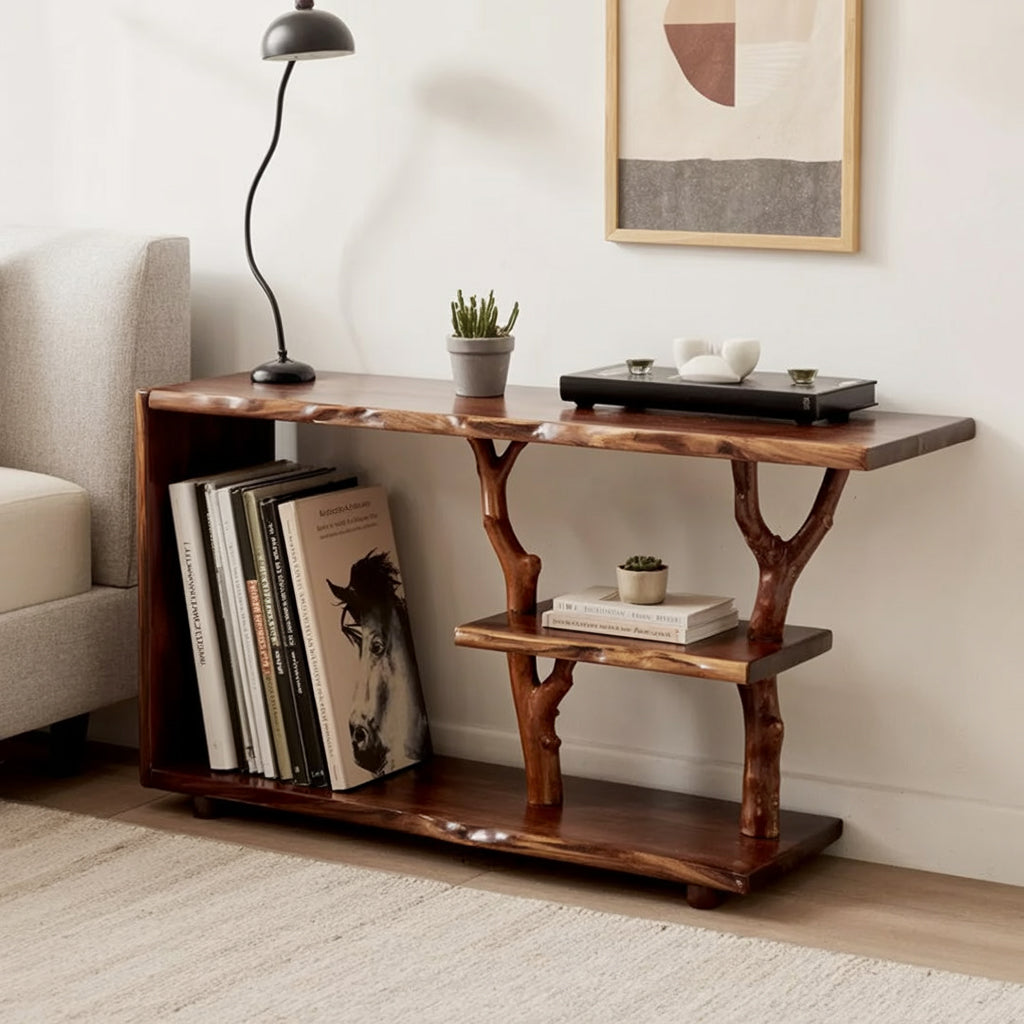 Nachttisch aus Driftwood & Baumast – Handgefertigt aus Massivholz
