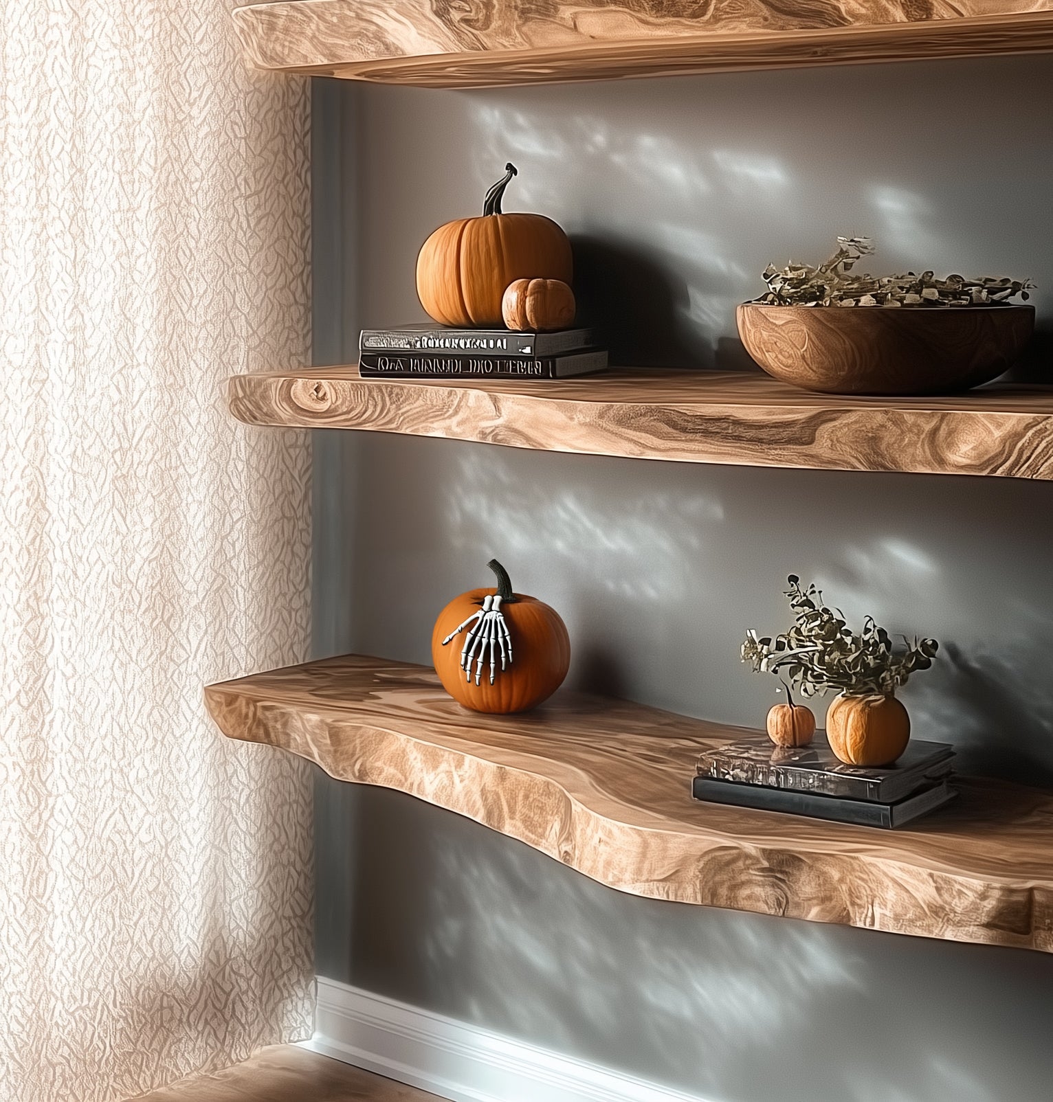 Live-Edge-Wandregale – Massivholz-Regal für rustikale Küchen oder Home-Bar-Deko