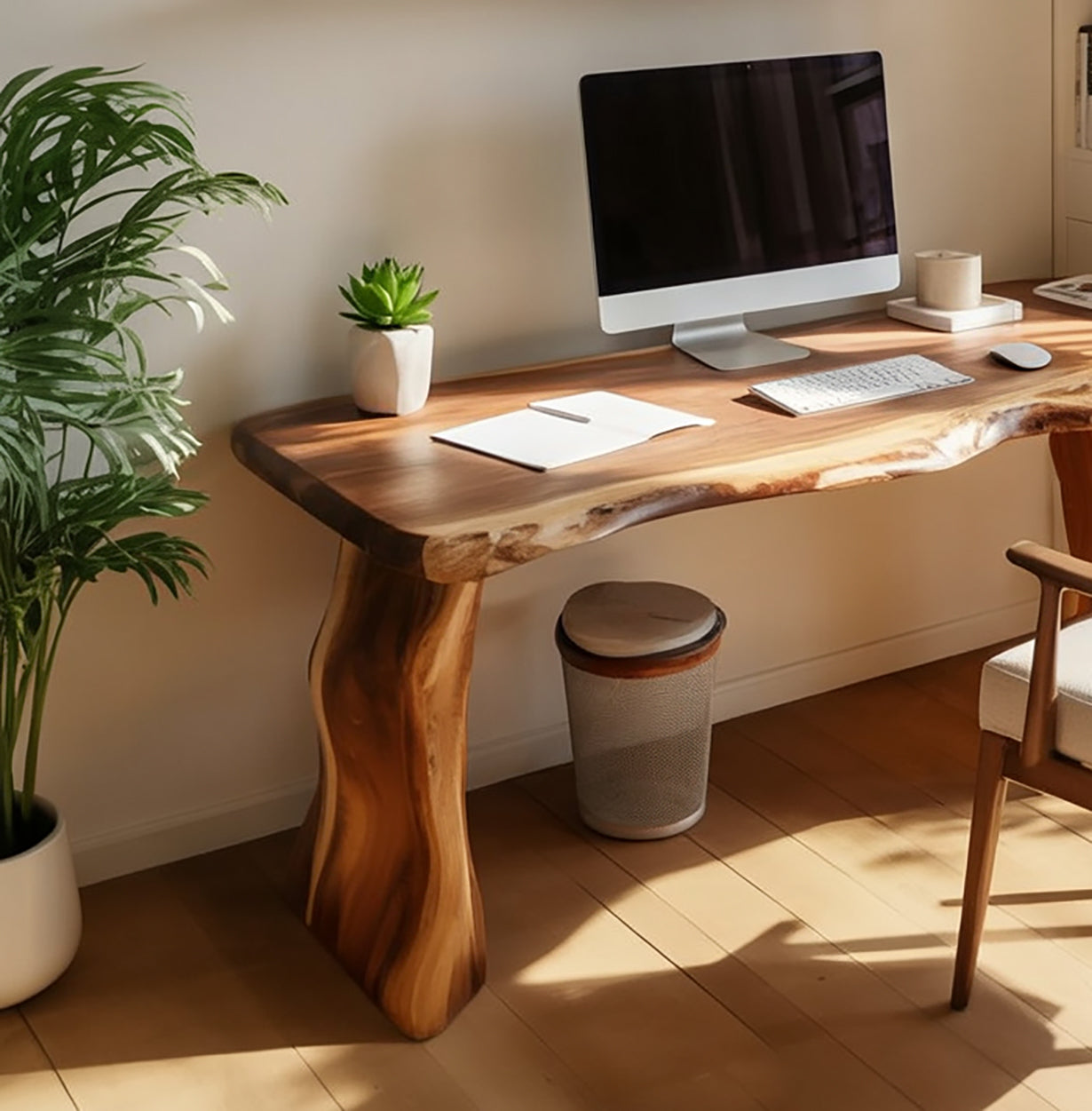 Handgefertigter Live-Edge Schreibtisch aus Massivholz für Homeoffice