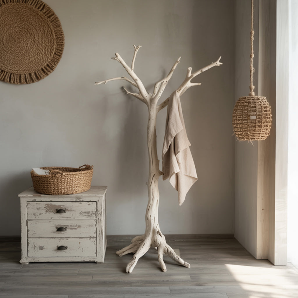 Handgefertigte Baum-Garderobe – Rustikaler Massivholz-Flurständer, umweltfreundlich