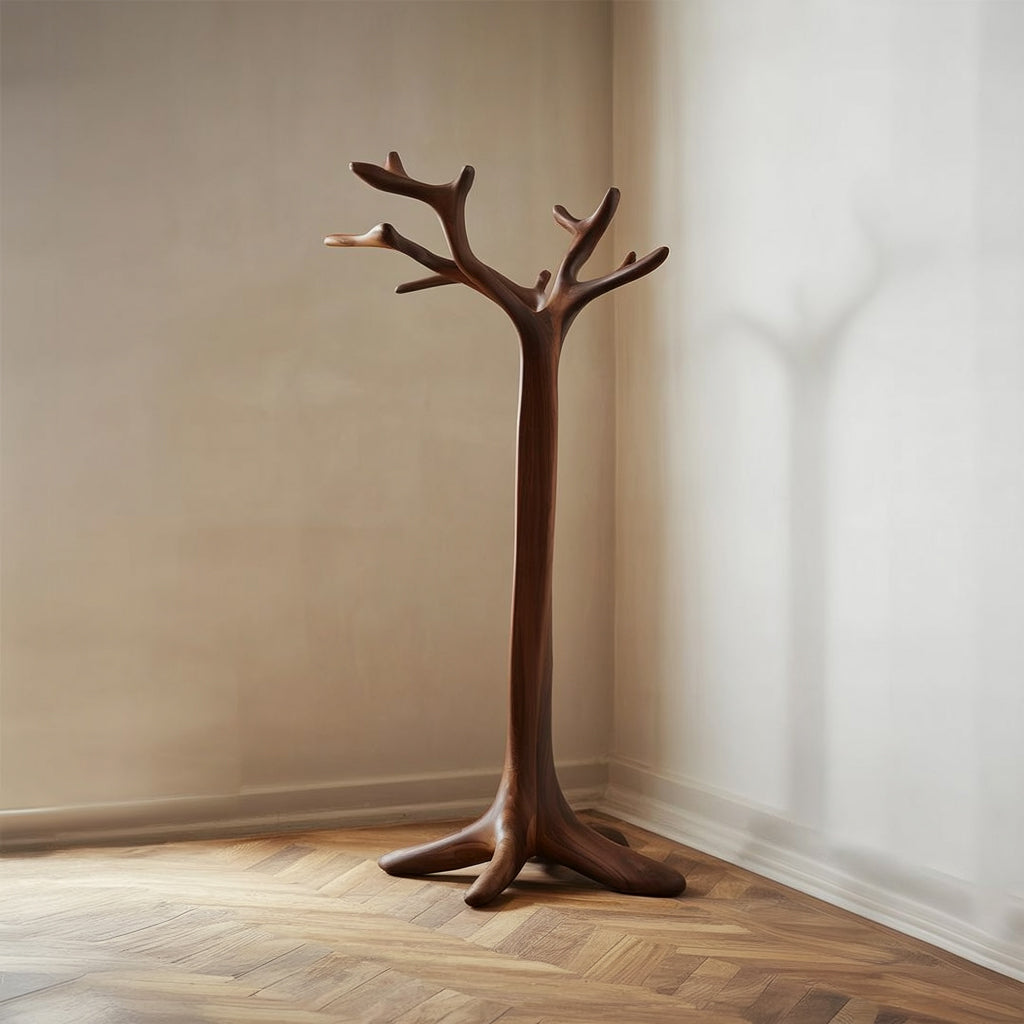 Handgefertigte Ast-Garderobe aus Massivholz – handgeschnitzter Holzständer