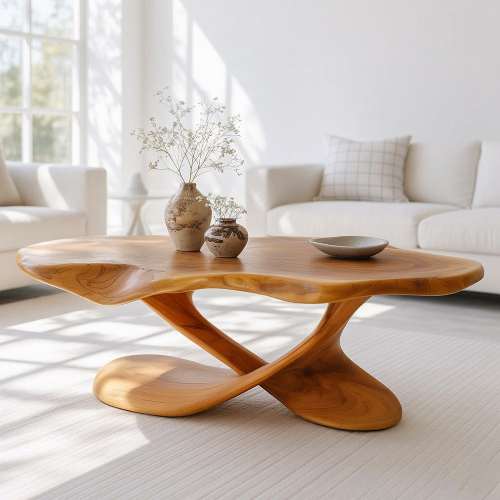 Holz-Couchtisch – Organischer Moderner Massivholz-Wohnzimmertisch