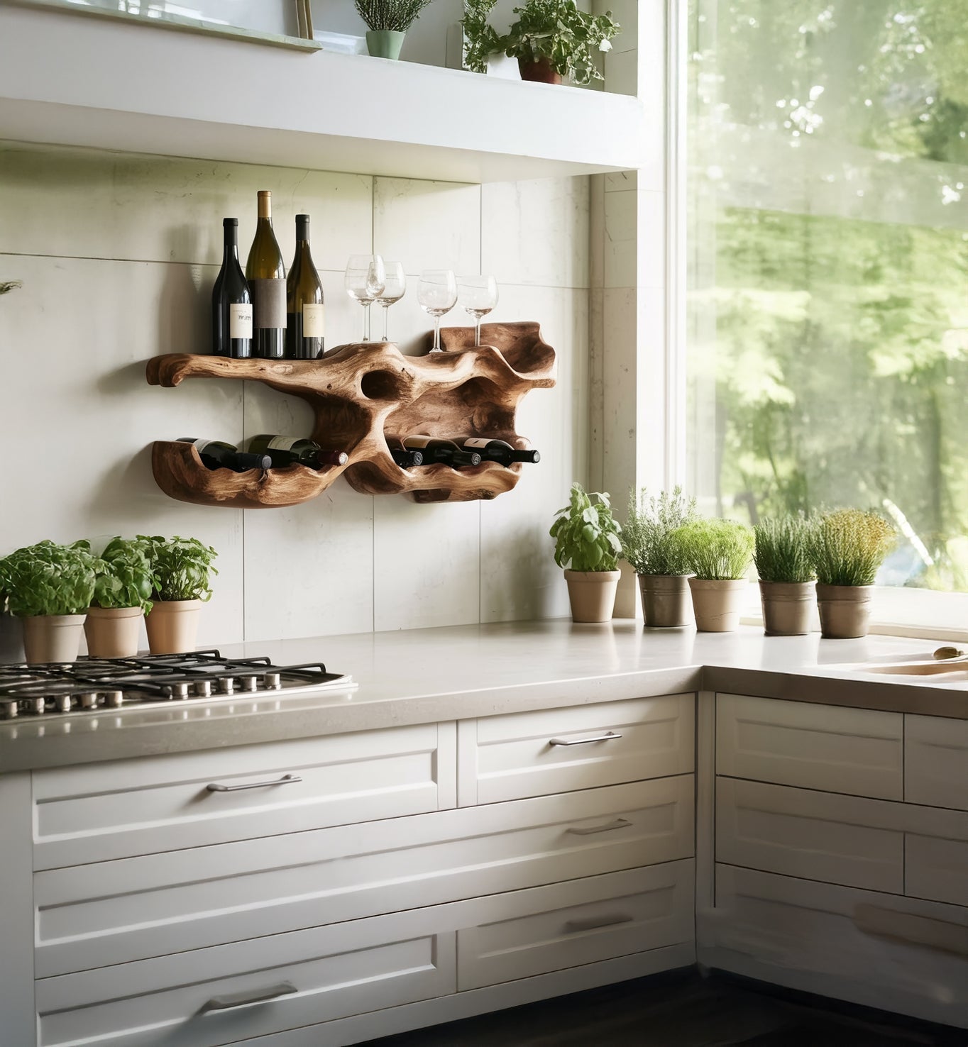 Handgefertigtes Massivholz-Weinregal – rustikaler Halter für Küche & Bar