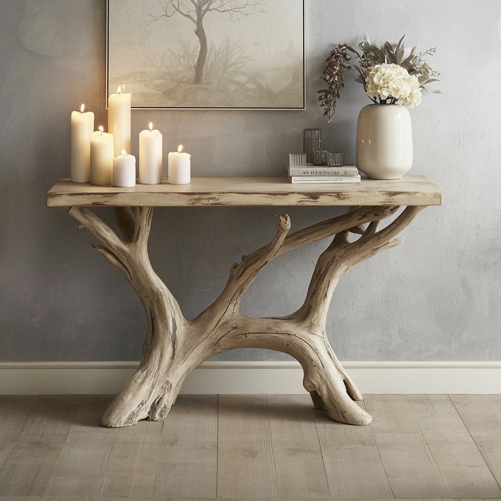 Stilvolle Mid-Century Modern Konsole – Massivholz Wohnzimmertisch