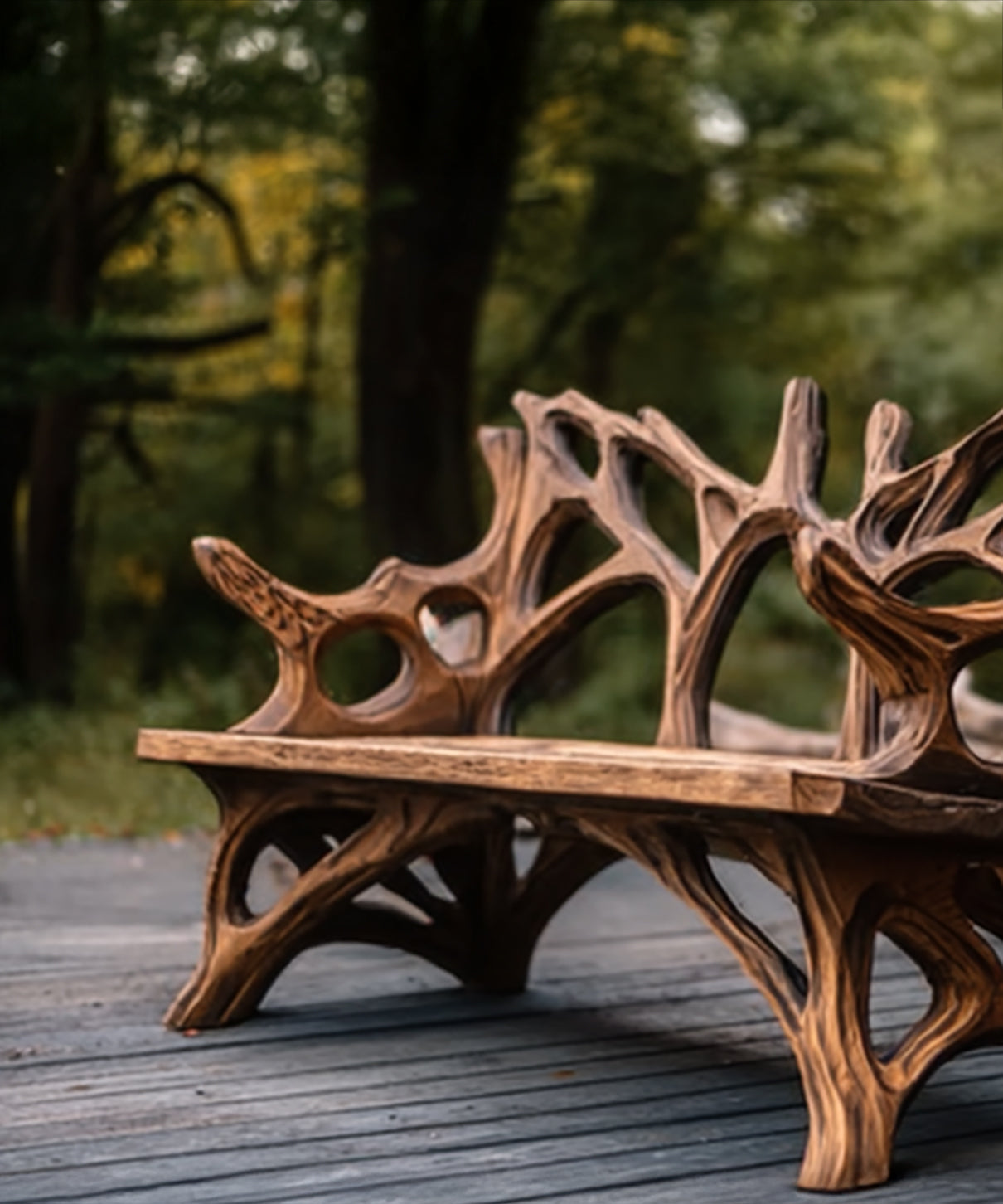 Bauernhaus-Verandabank – Rustikale Mid-Century-Massivholzbank für draußen