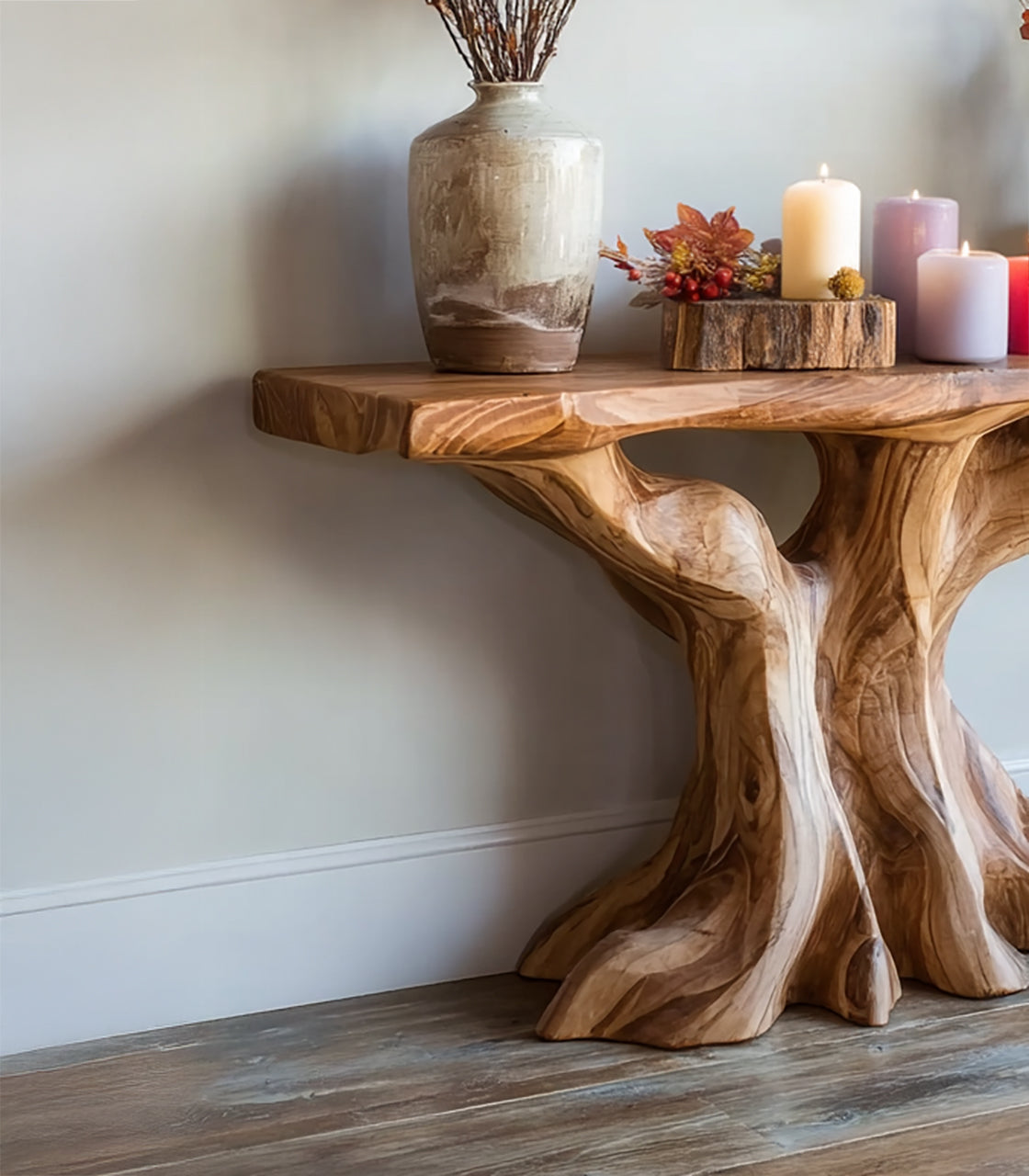 Rustikaler Holz-Konsolentisch – Farmhouse-Stil für Flur, Diele oder als Sofatisch