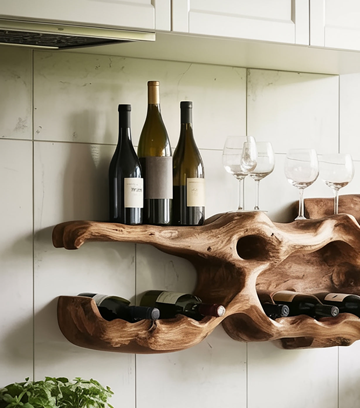 Handgefertigtes Massivholz-Weinregal – rustikaler Halter für Küche & Bar