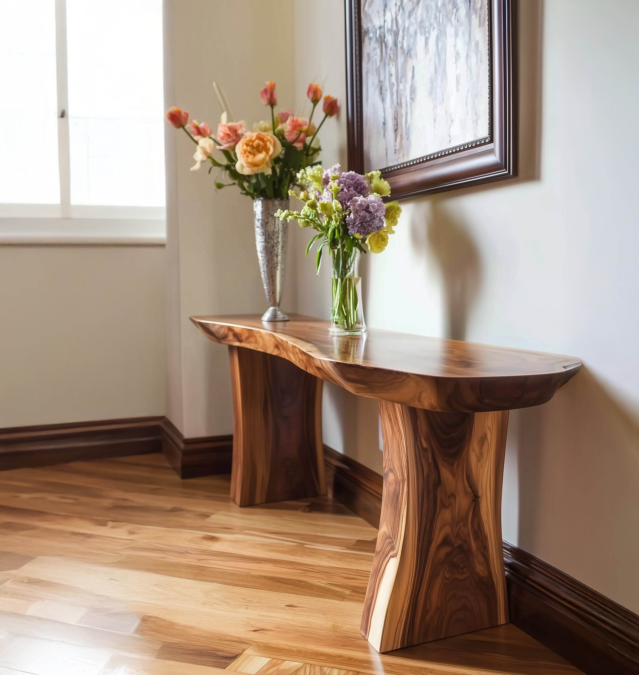 Rustikaler Massivholz-Konsolentisch – Farmhouse-Flur oder moderner Sofatisch