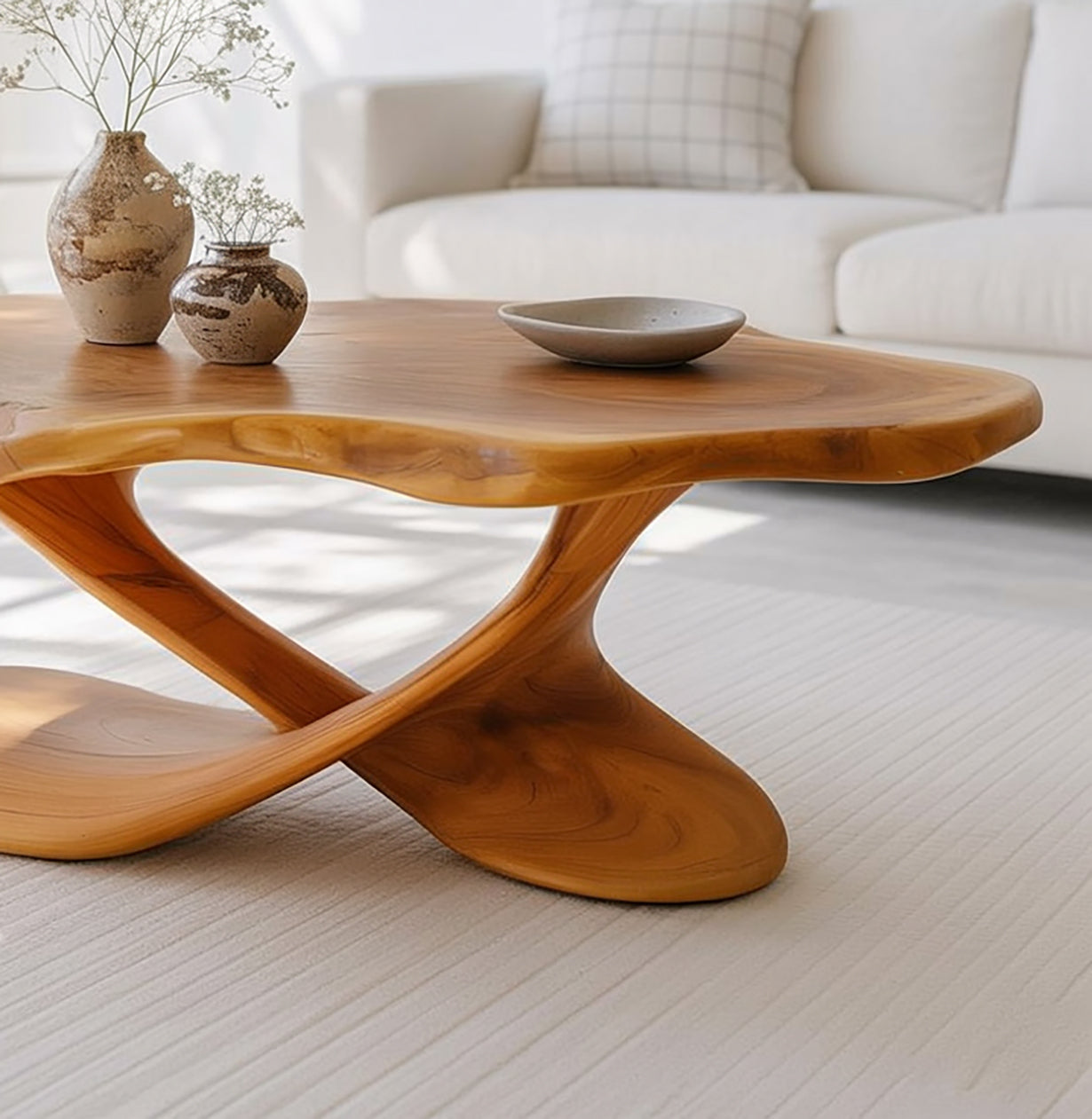 Holz-Couchtisch – Organischer Moderner Massivholz-Wohnzimmertisch