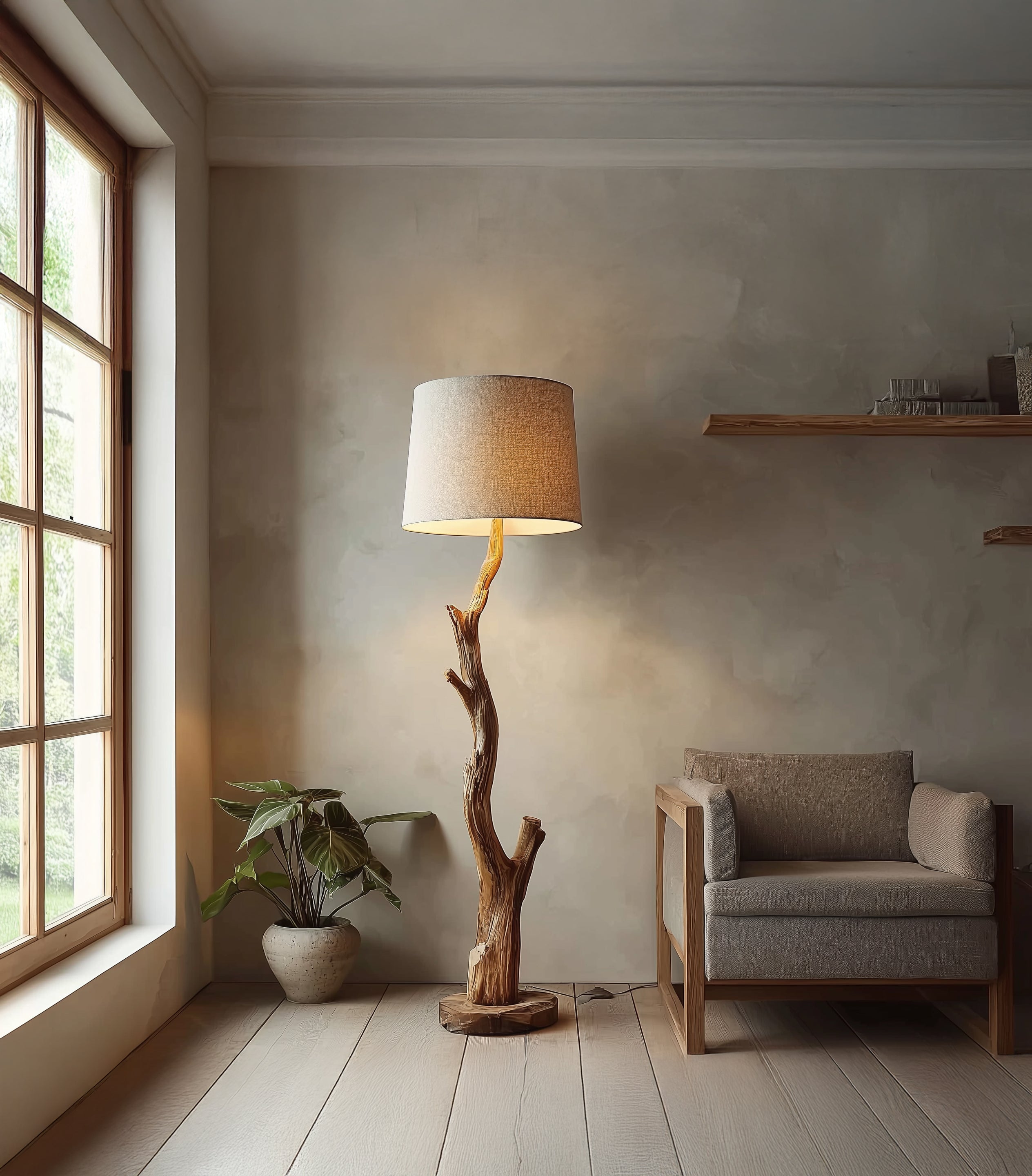 Baumast-Stehlampe – Rustikales Treibholz für Wohnzimmer & Schlafzimmer
