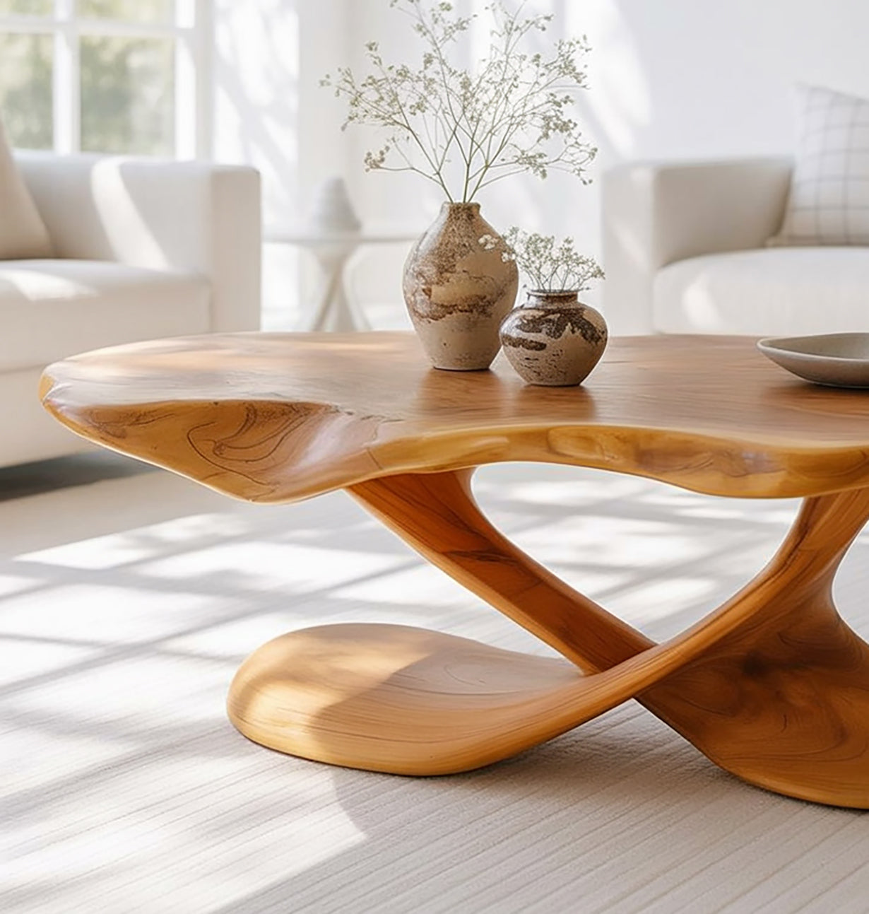 Holz-Couchtisch – Organischer Moderner Massivholz-Wohnzimmertisch