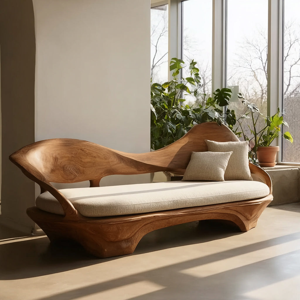 Handgefertigtes Live-Edge Massivholz-Sofa – Natürliches Holzdesign