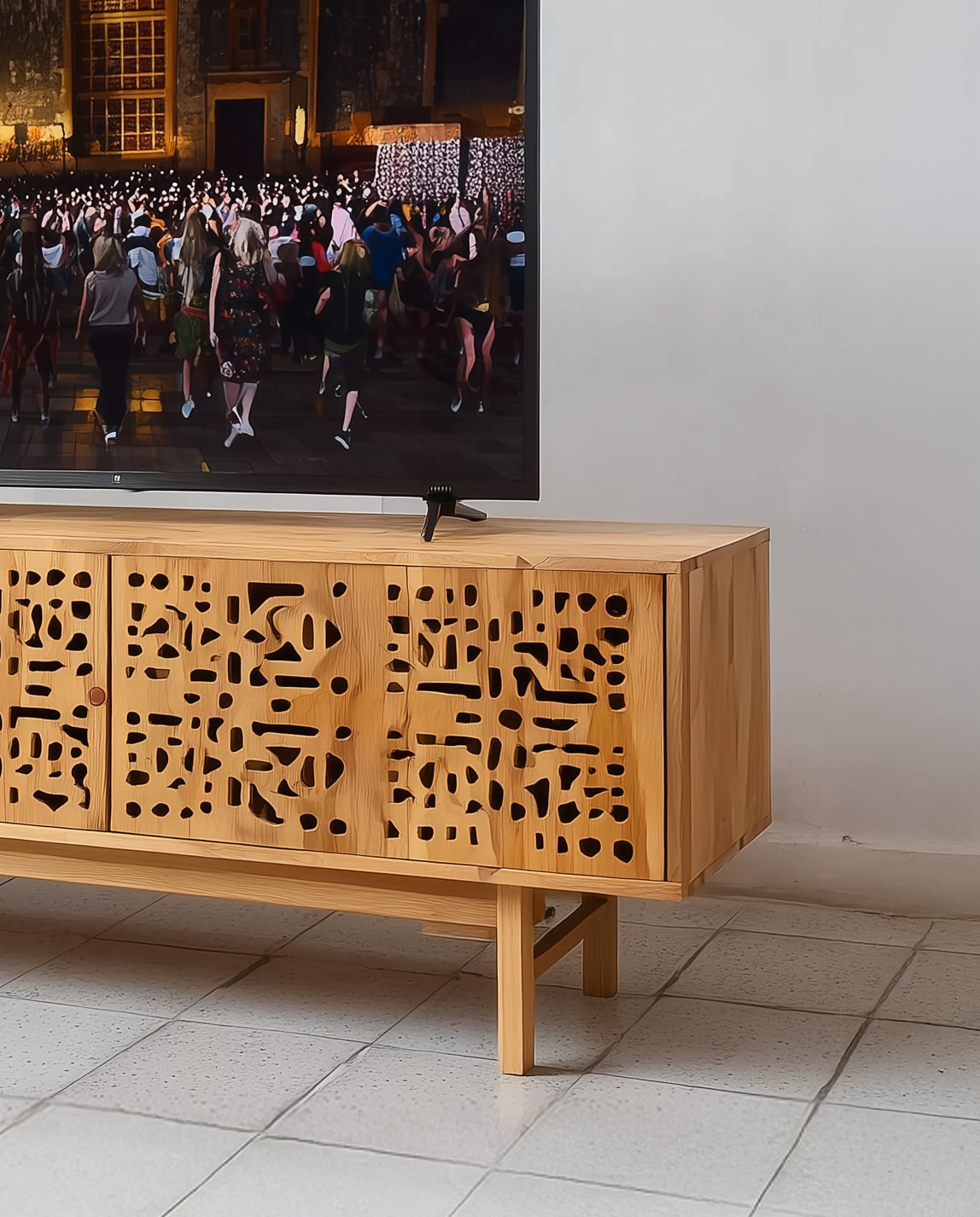 Rustikaler Massivholz-TV-Schrank – Handgefertigtes, einzigartiges Möbelstück für Wohnzimmer