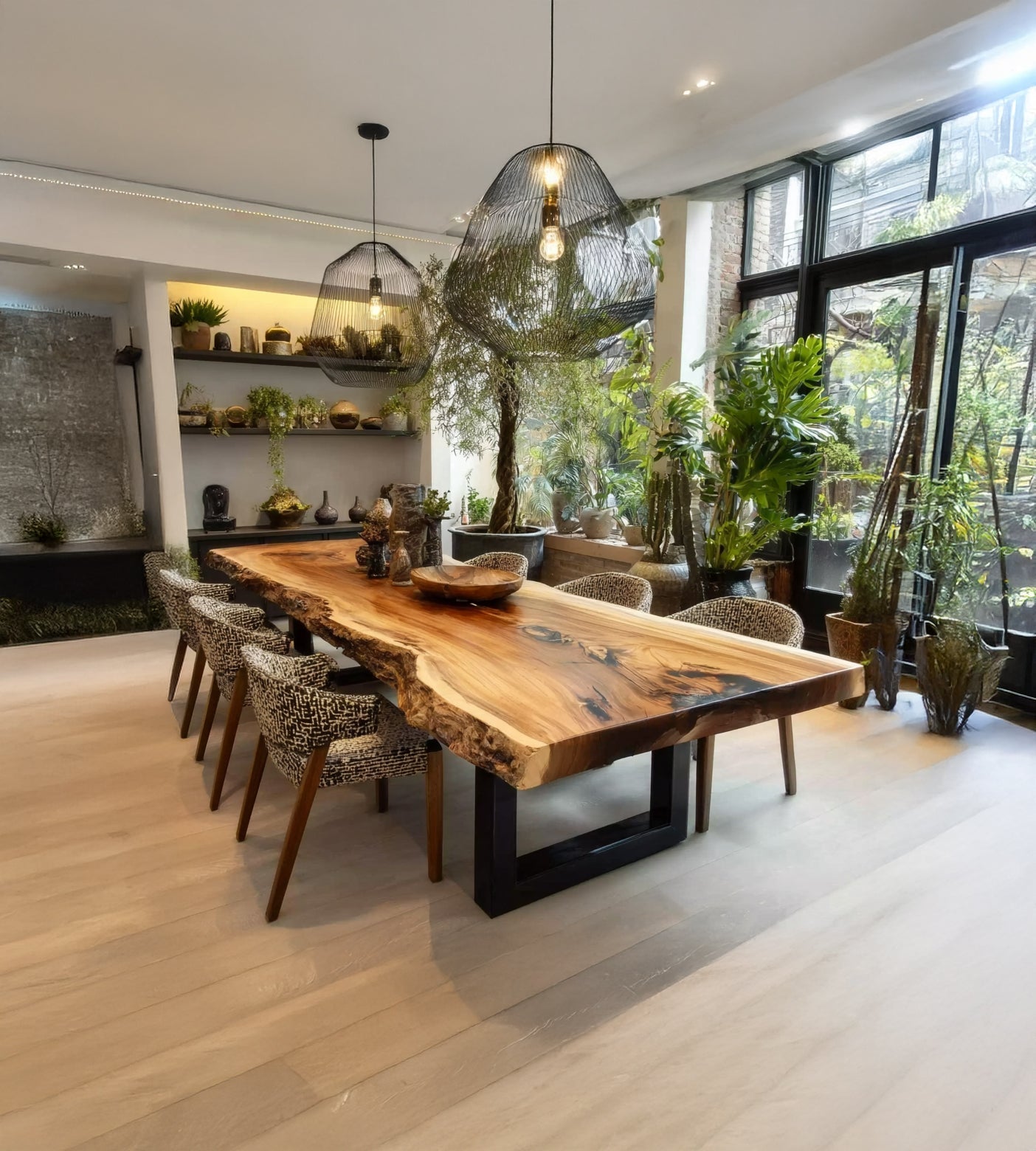 Massivholz-Landhaustisch mit Baumkante – Handgefertigt, Rustikaler Stil