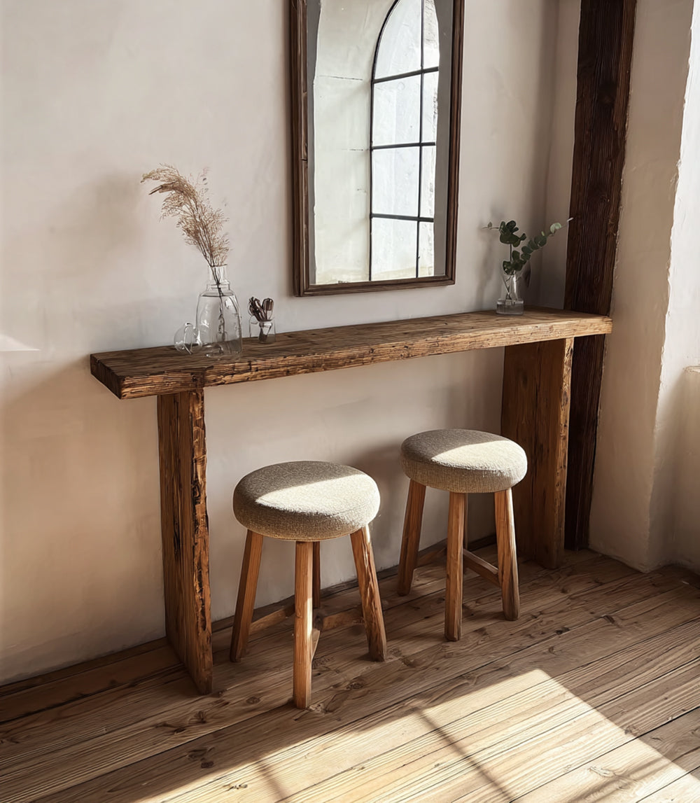 Rustikaler Massivholz-Konsolentisch – Handgefertigter Flurtisch für Festdekoration
