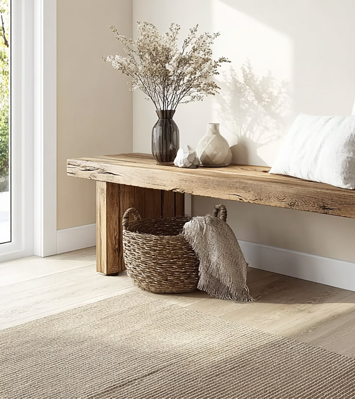 Rustikaler Konsolentisch – Massivholz-Tisch im Farmhouse-Stil für den Eingangsbereich