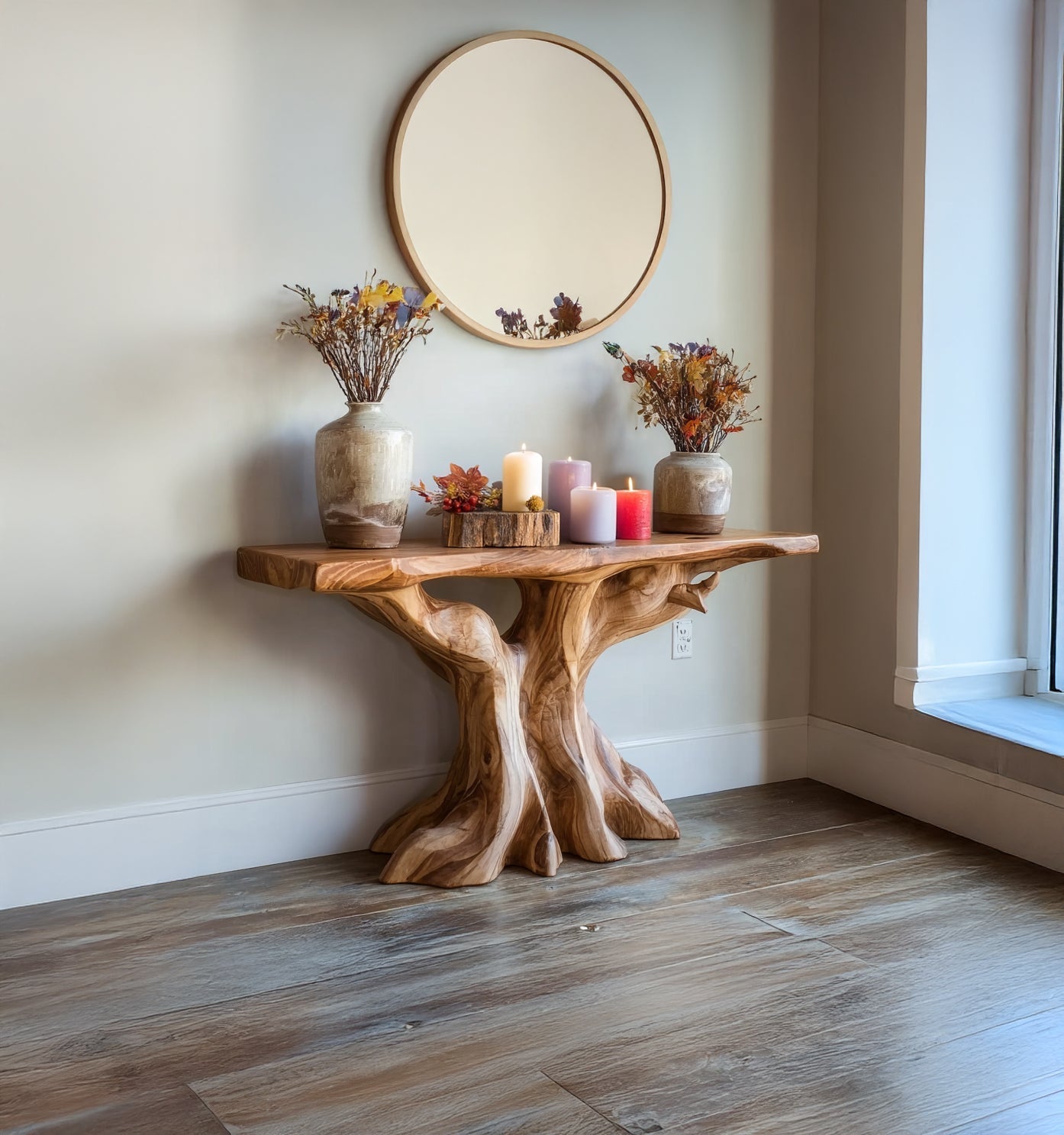 Rustikaler Holz-Konsolentisch – Farmhouse-Stil für Flur, Diele oder als Sofatisch
