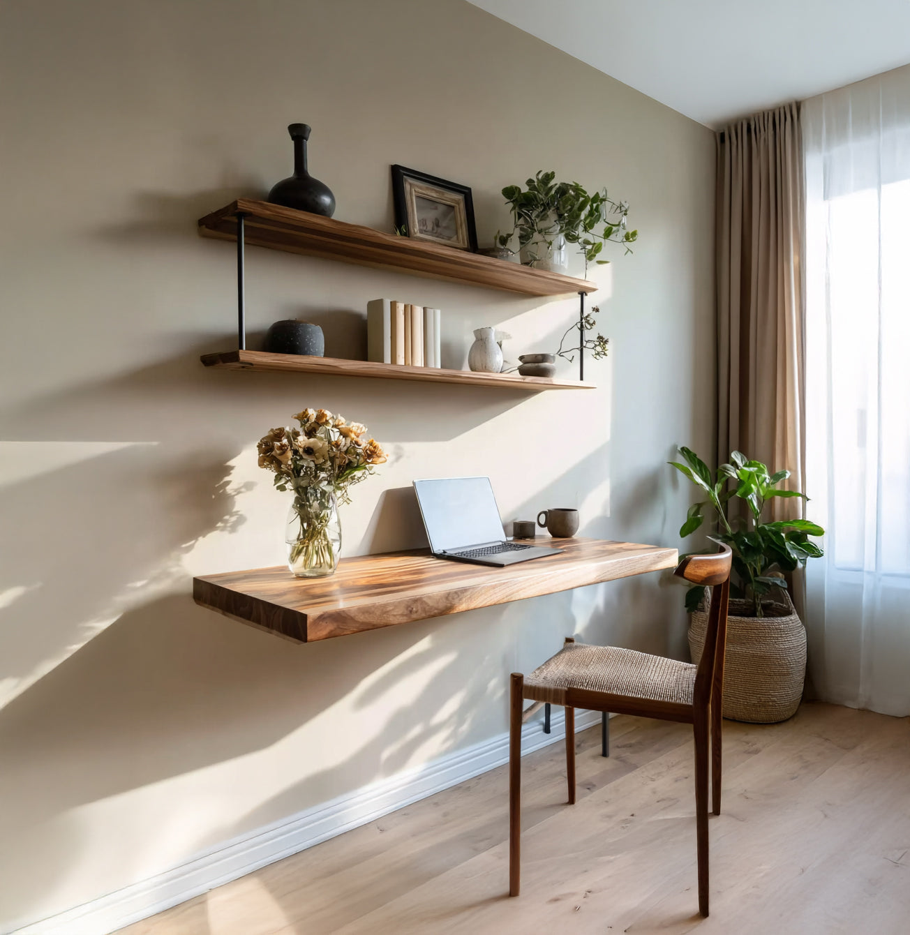 Mid-Century Massivholz-Schreibtisch – Handgefertigter Schreibtisch